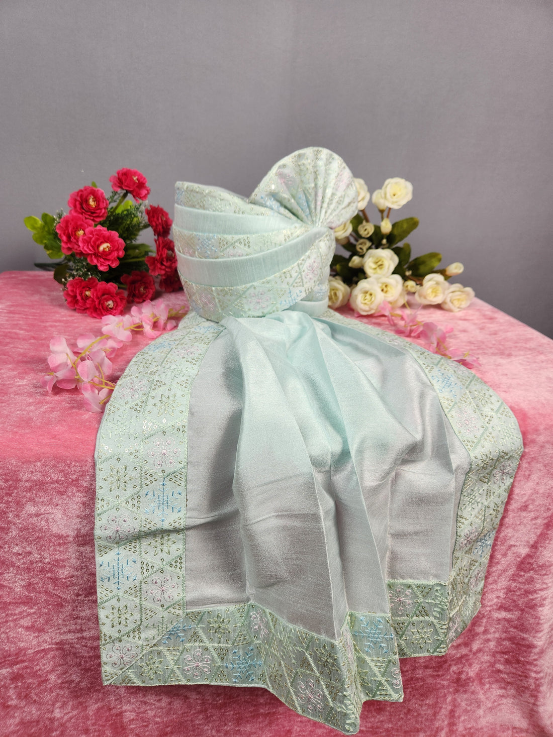 Green Groom Turban Shawl Set