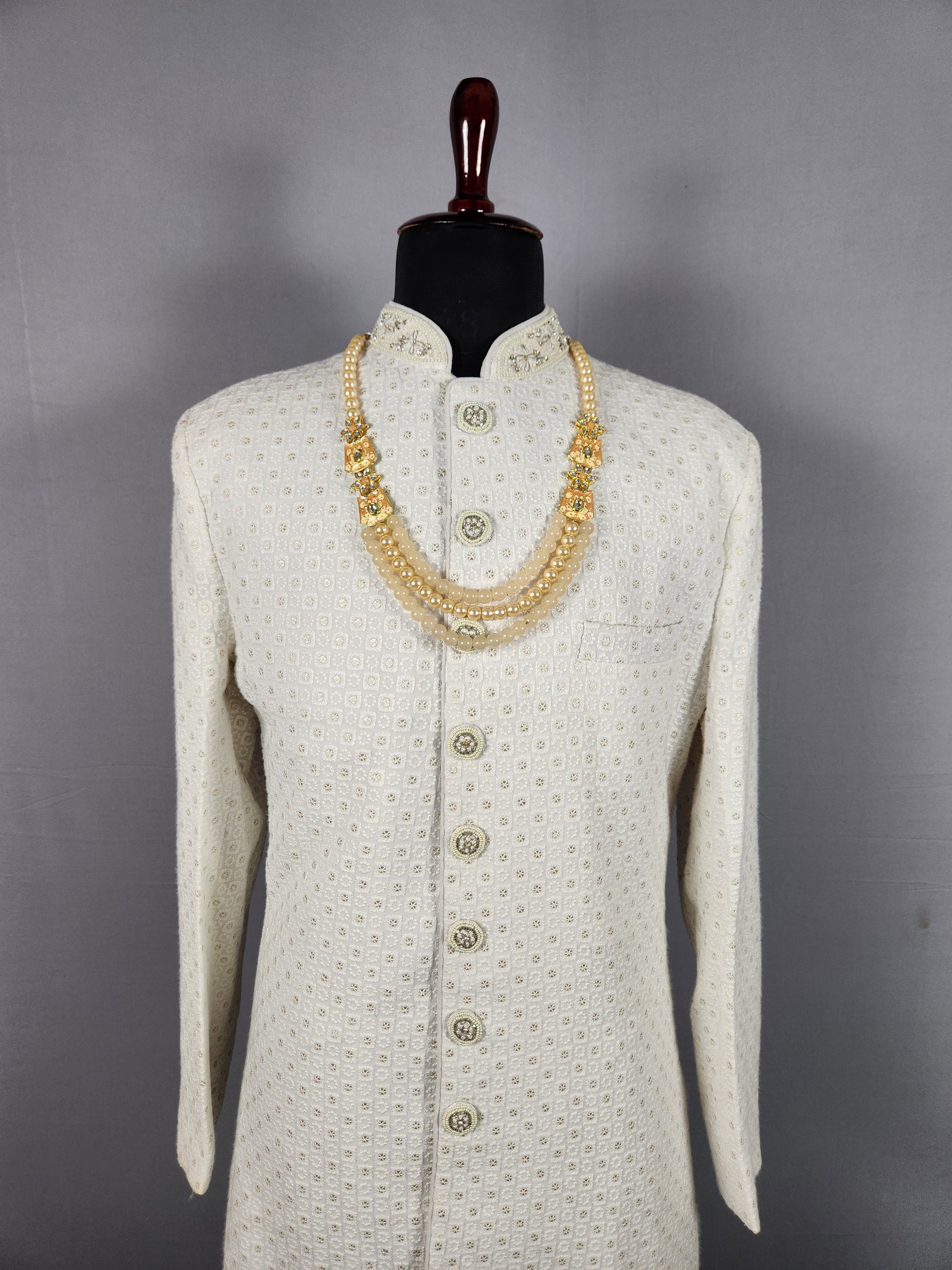 Peach Groom Necklace For Wedding Mala Sherwani