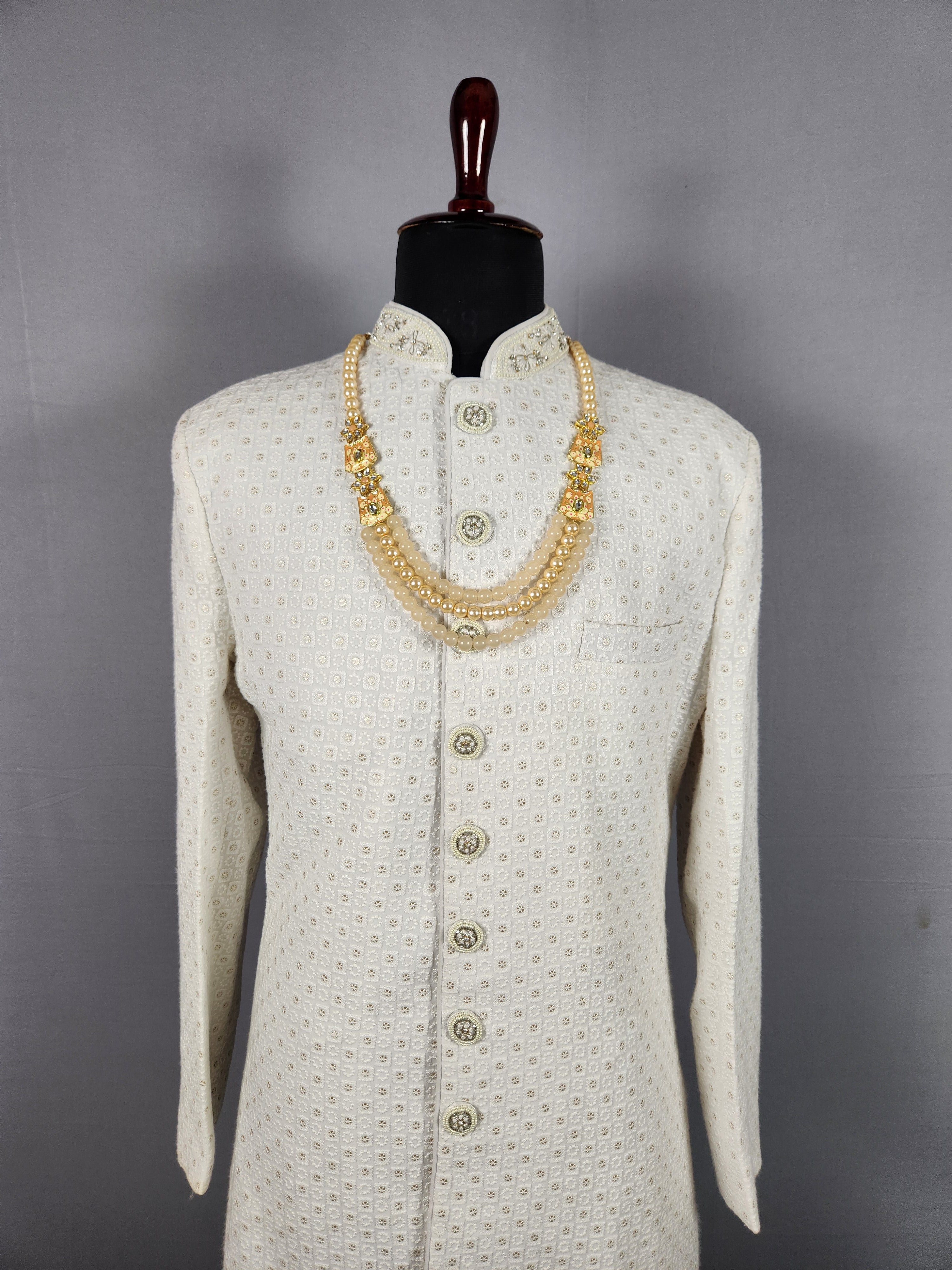 Peach Groom Necklace For Wedding Mala Sherwani