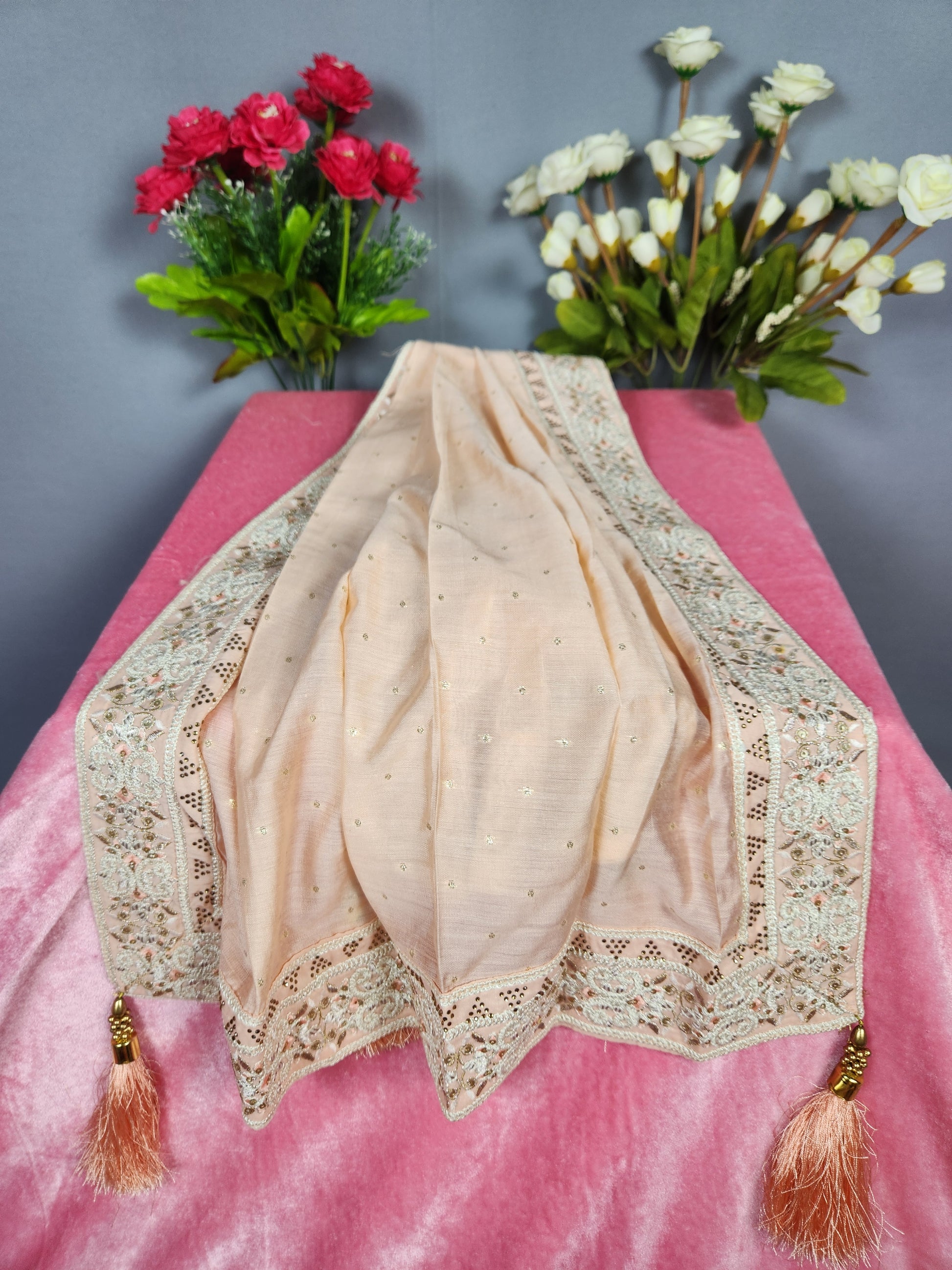 Peach Groom Turban Shawl Set