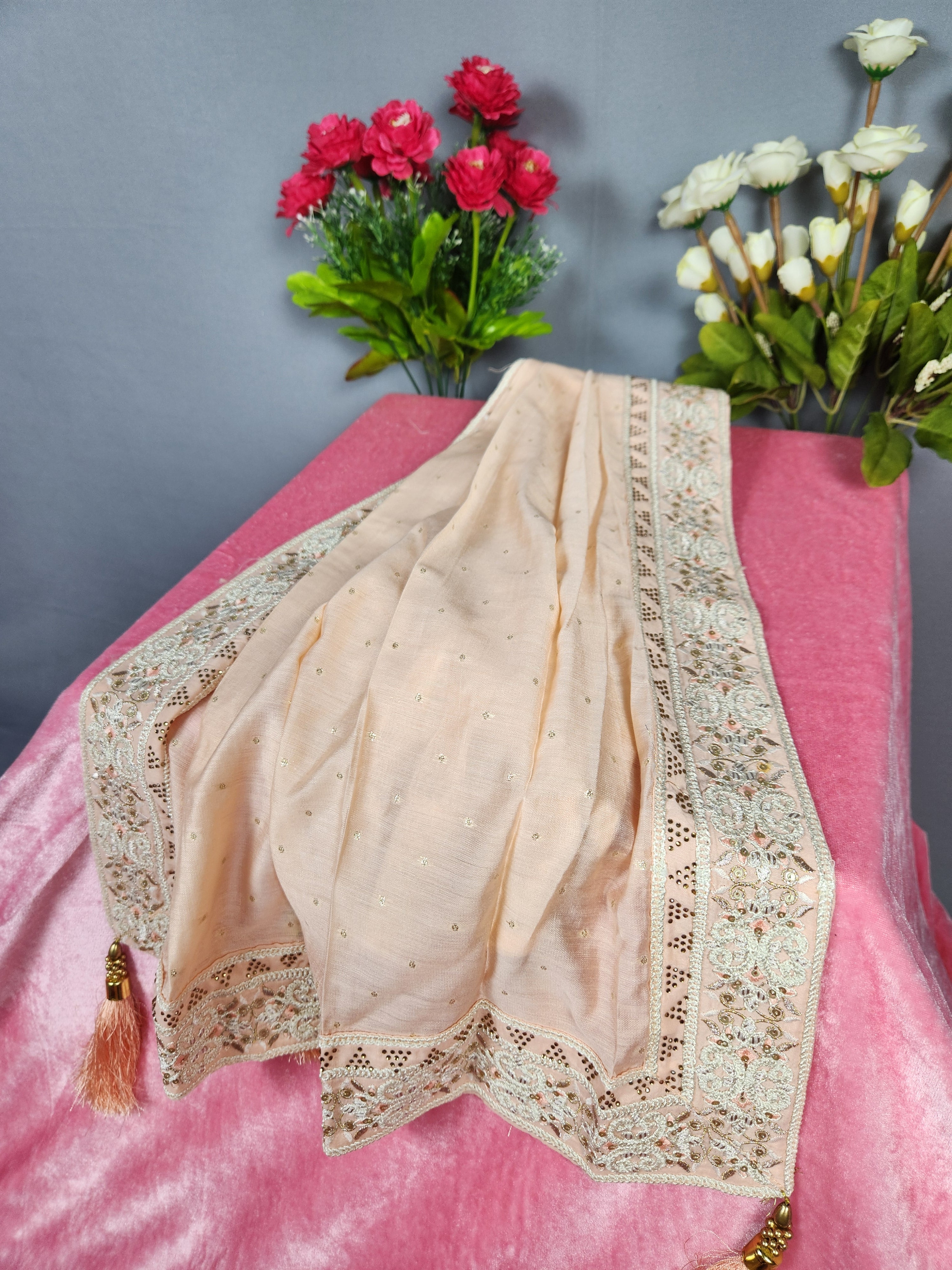 Peach Groom Turban Shawl Set