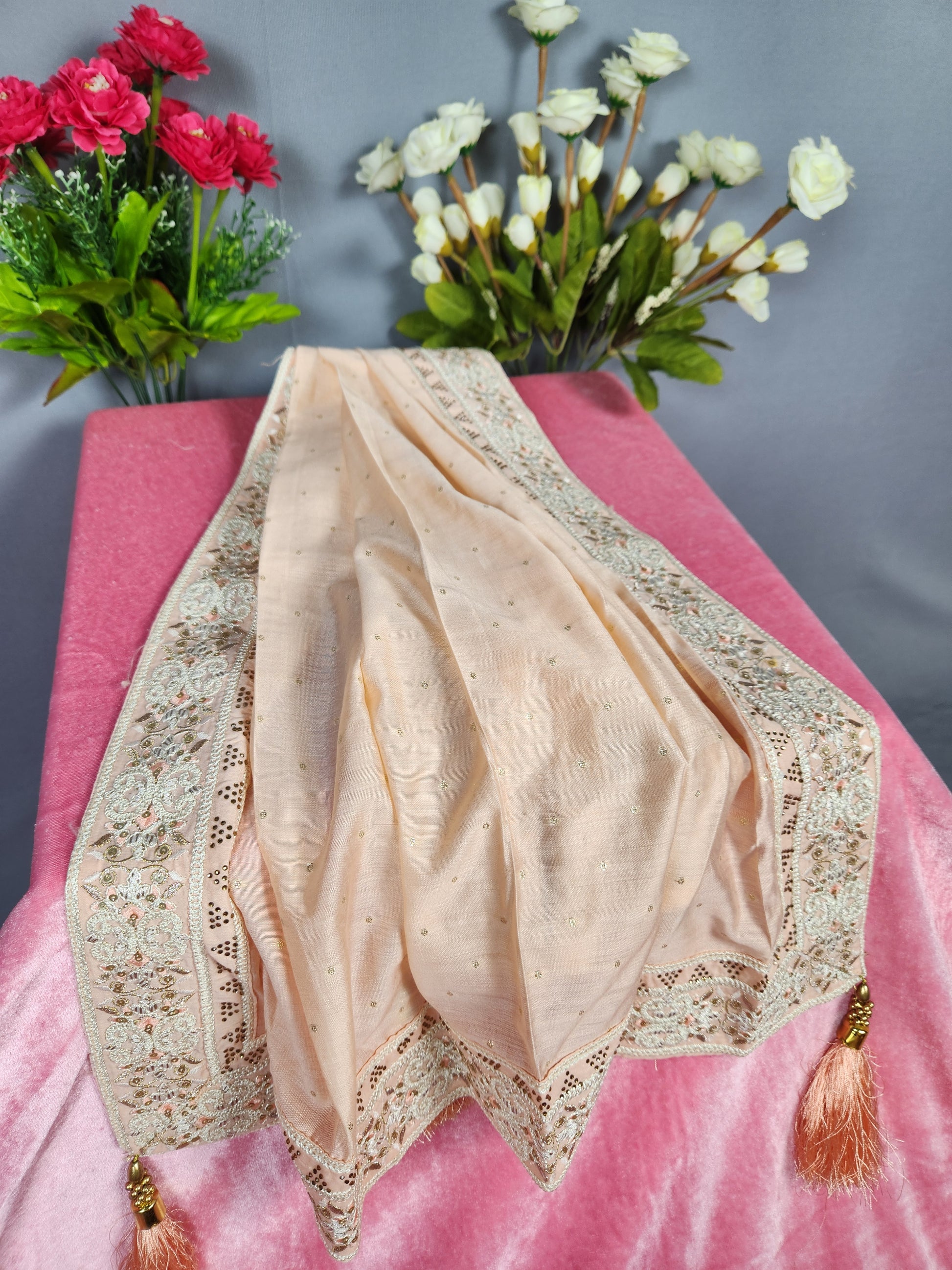 Peach Groom Turban Shawl Set