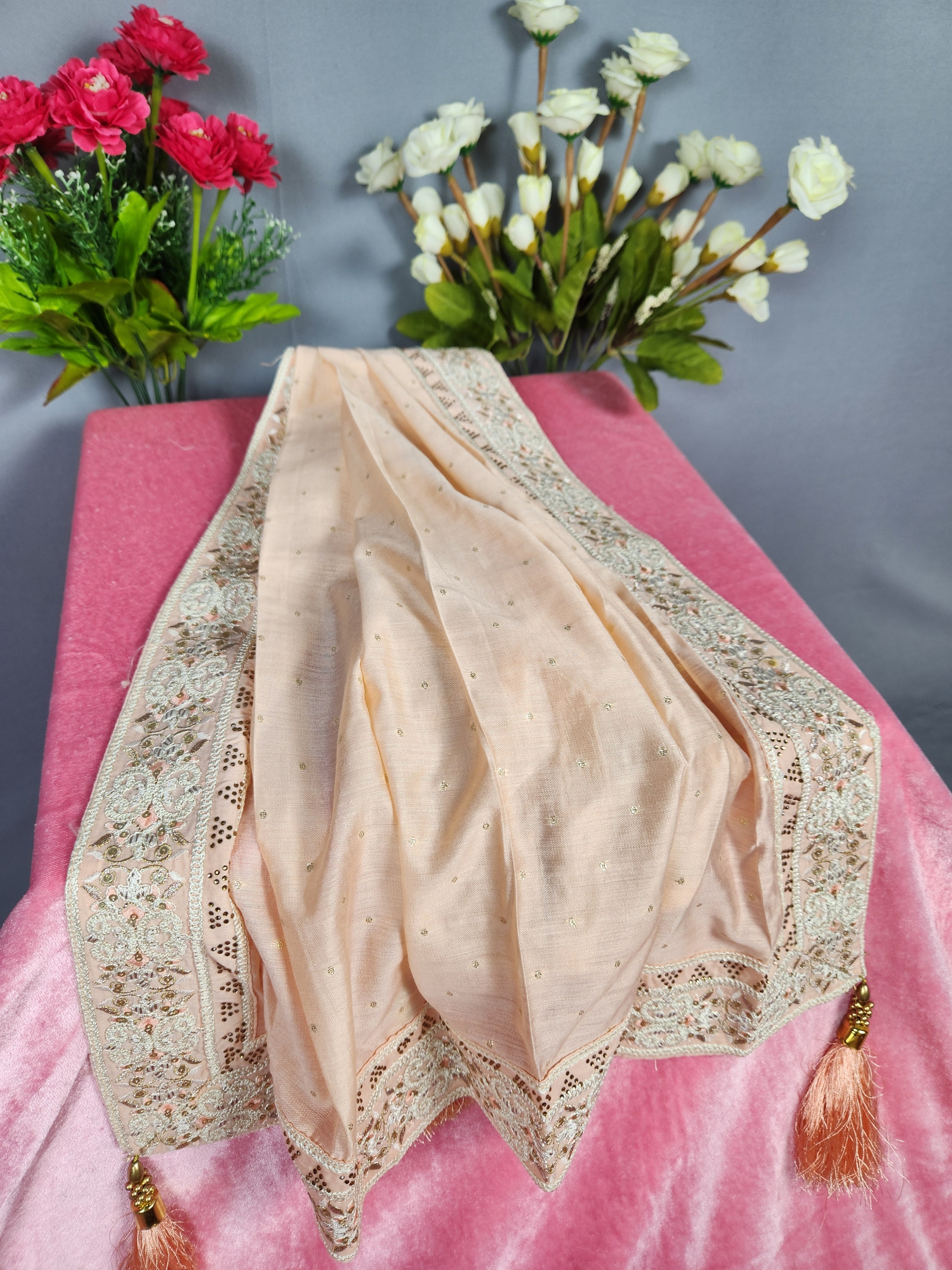 Peach Groom Turban Shawl Set