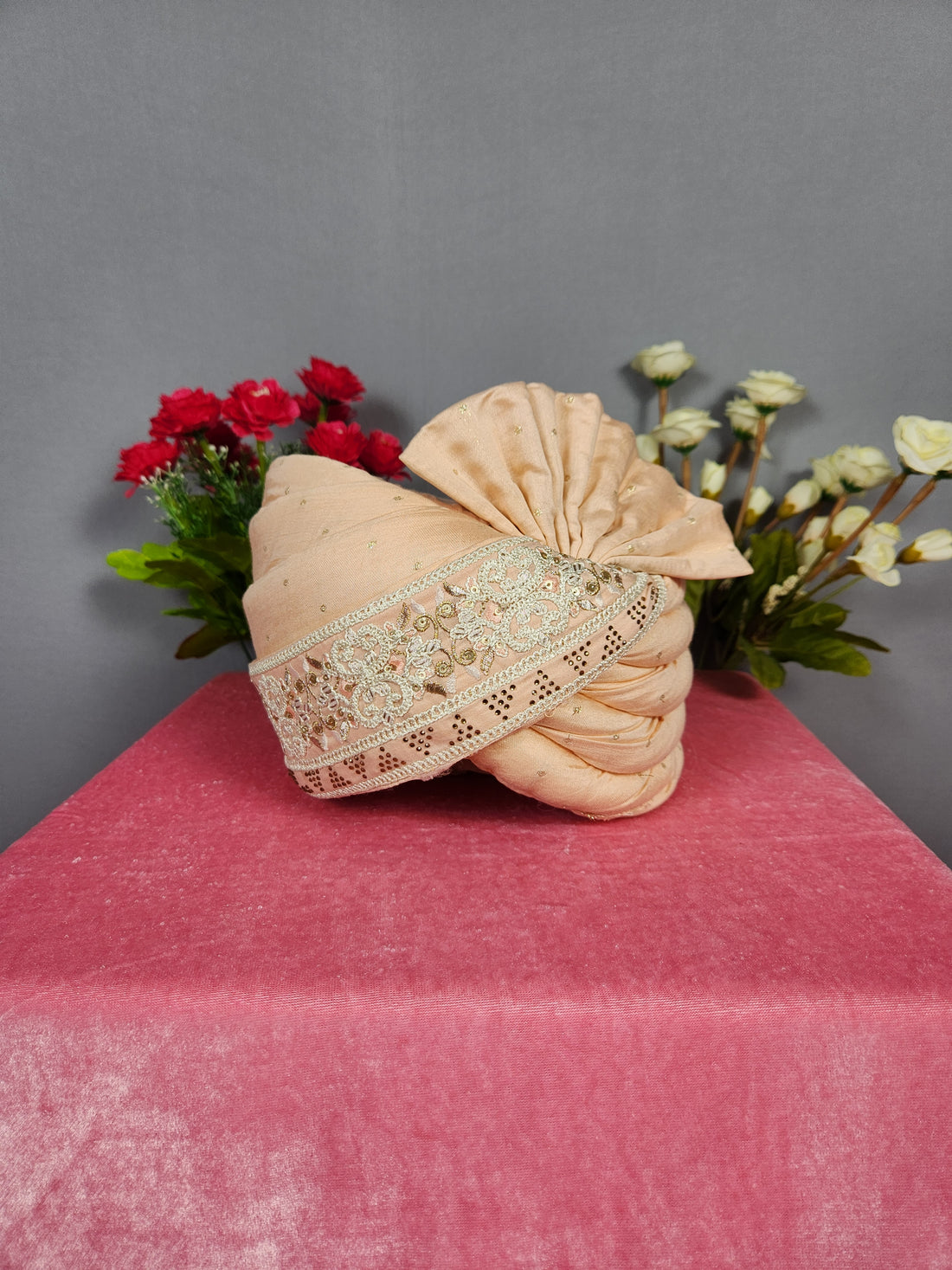 Peach Groom Turban Safa