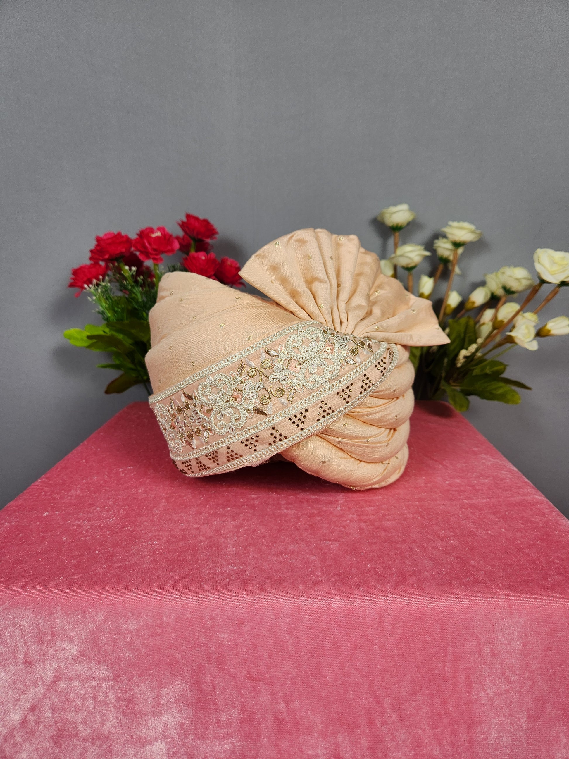 Peach Groom Turban Safa