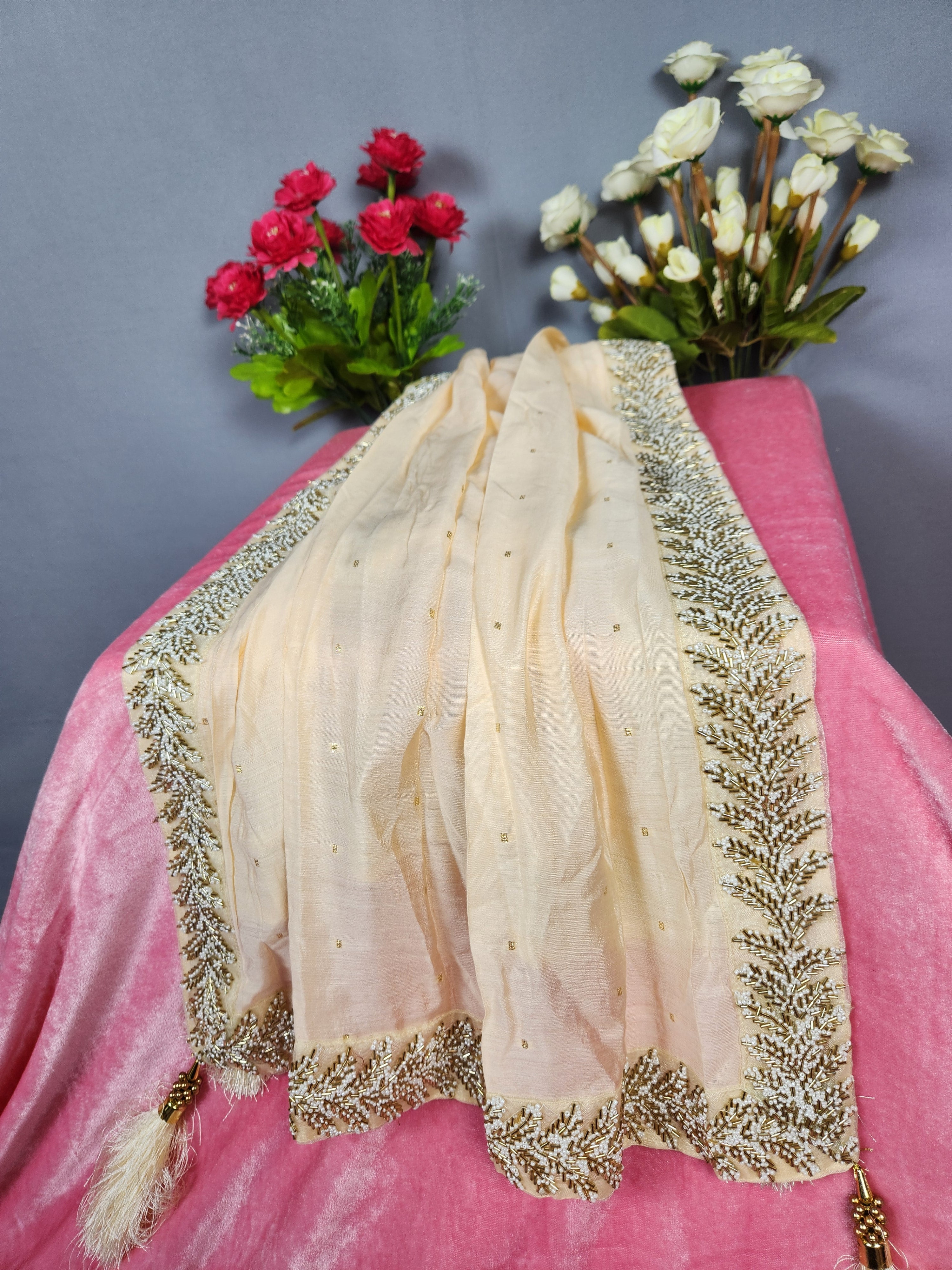 Peach Groom Turban Shawl Set