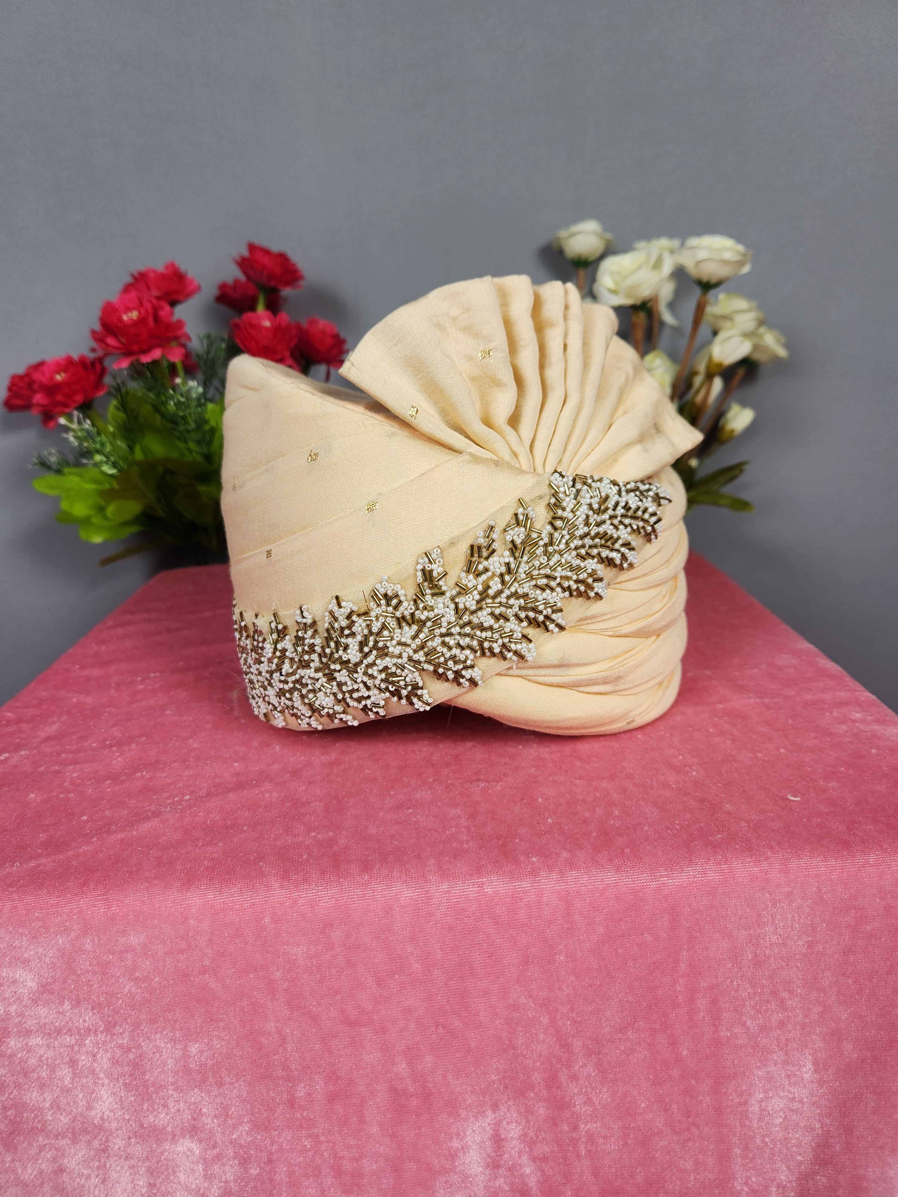 Peach Groom Turban Safa
