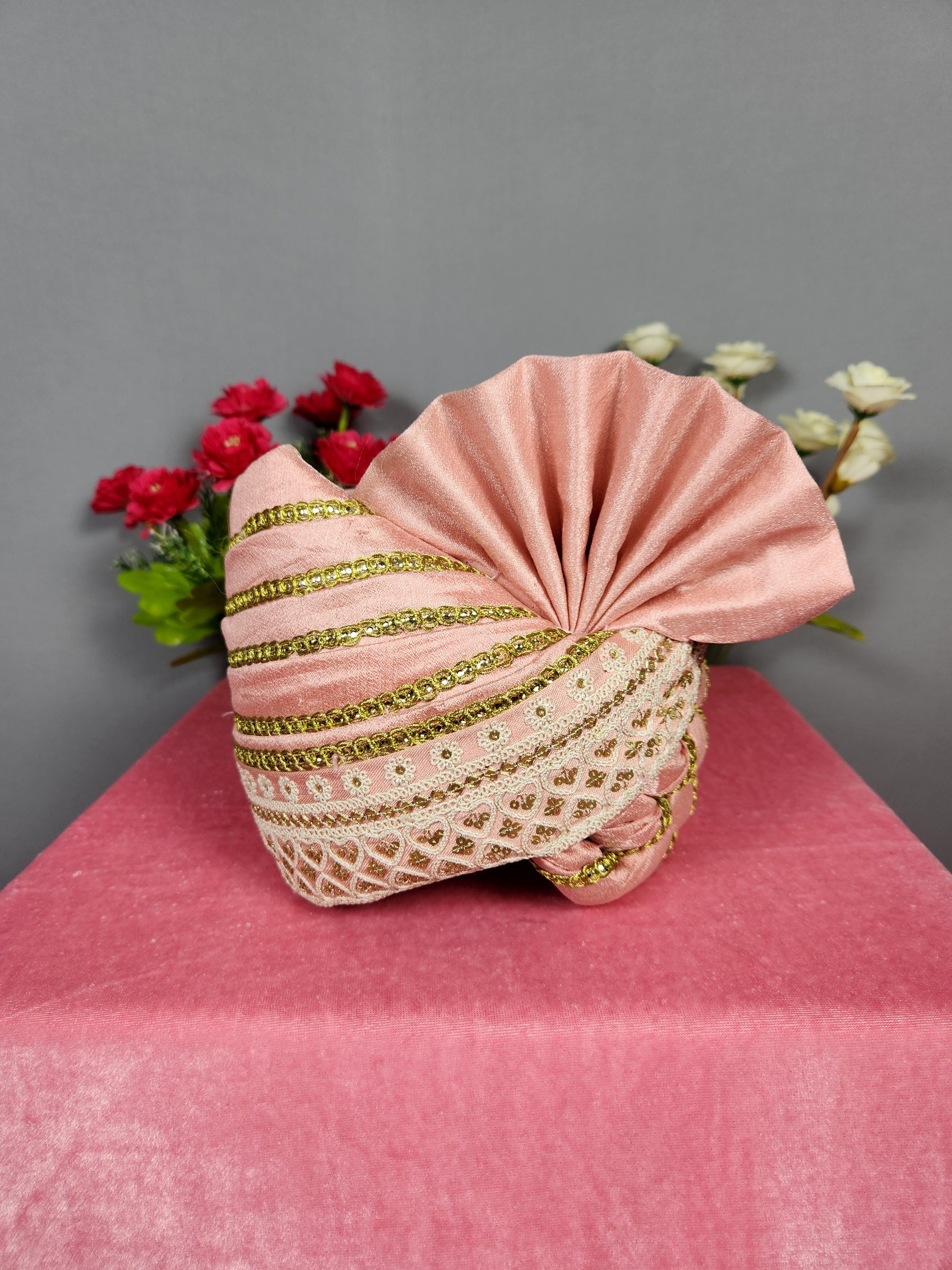 Peach Groom Turban Safa