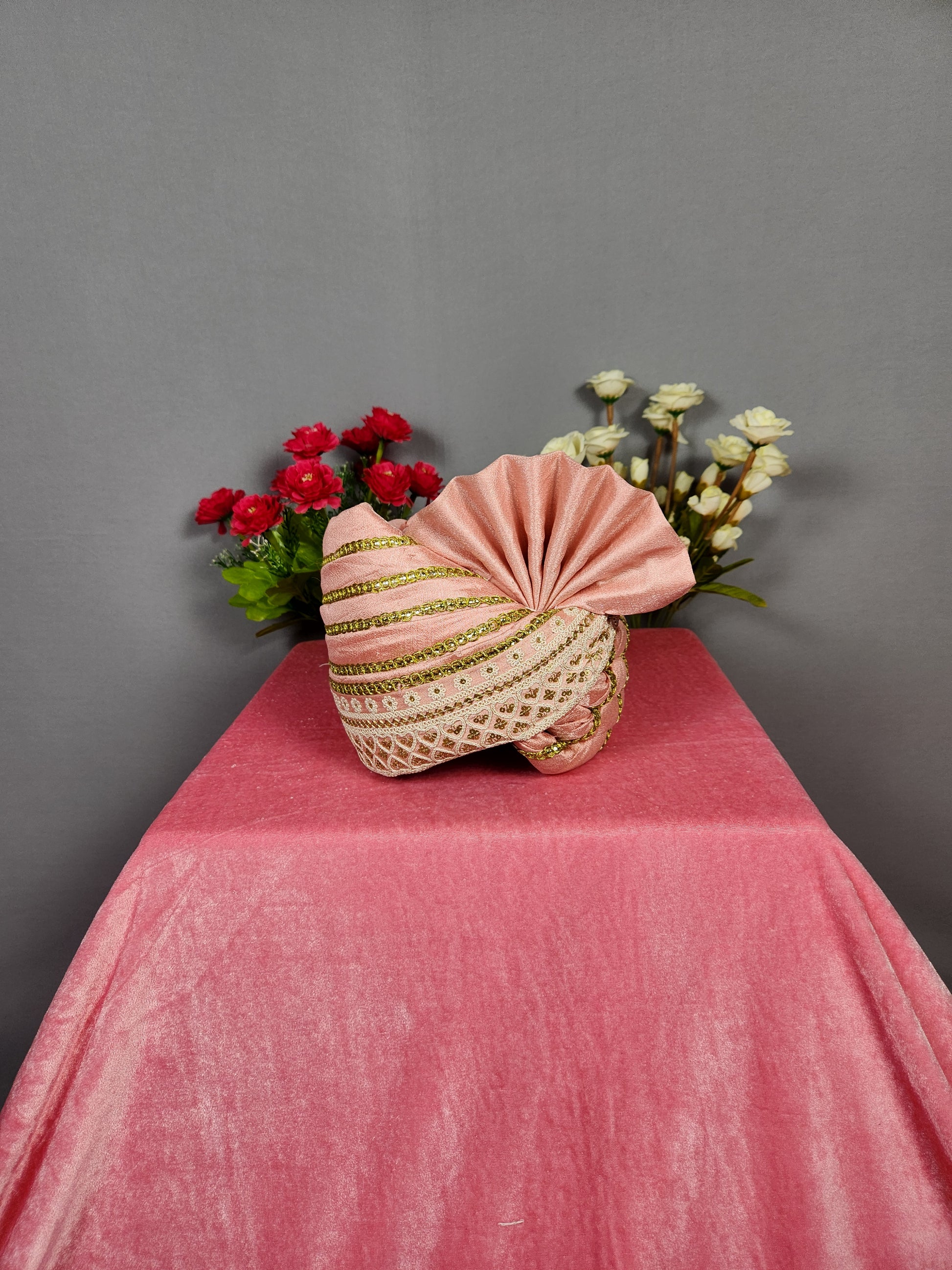 Peach Groom Turban Safa