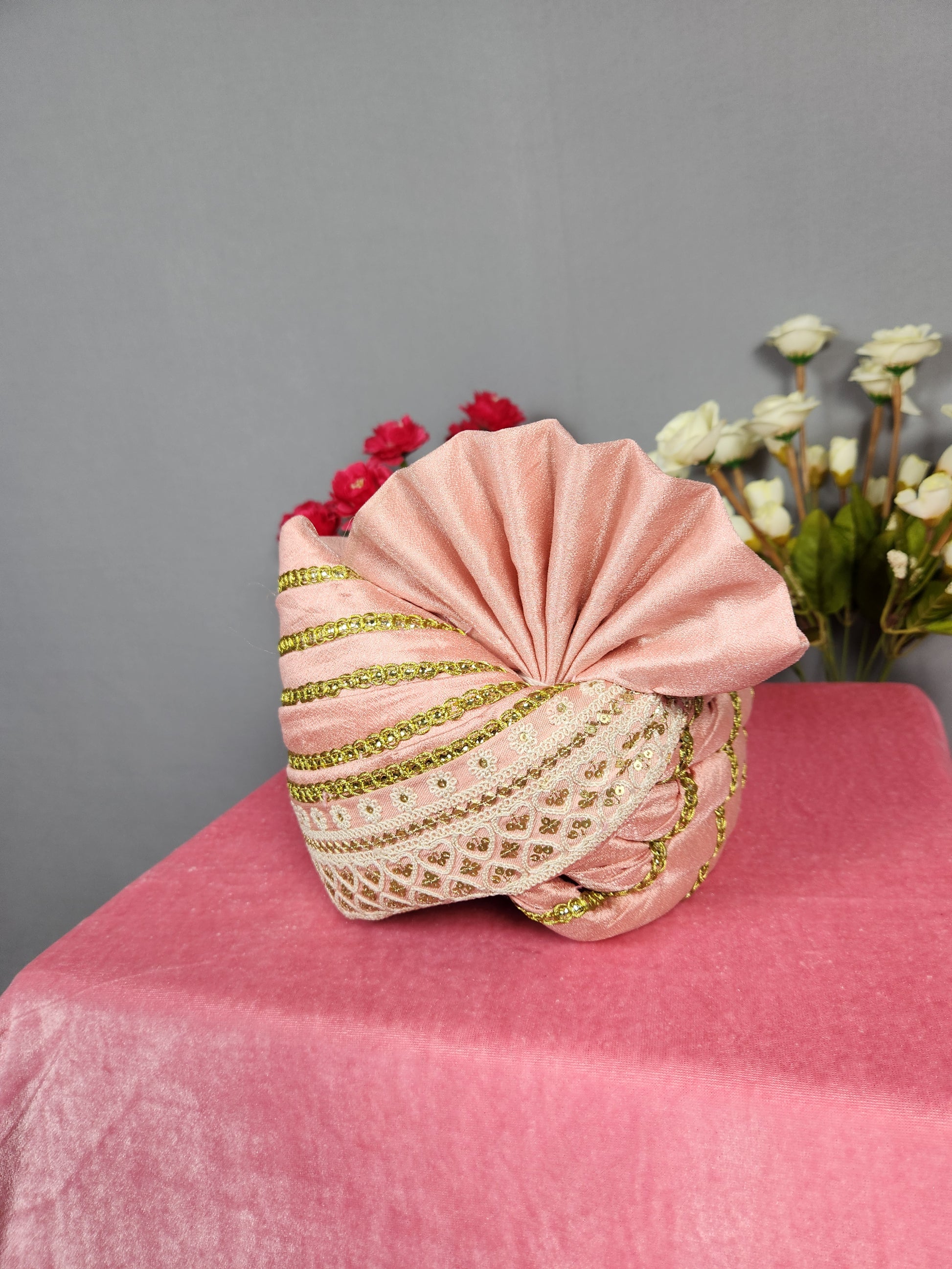Peach Groom Turban Safa