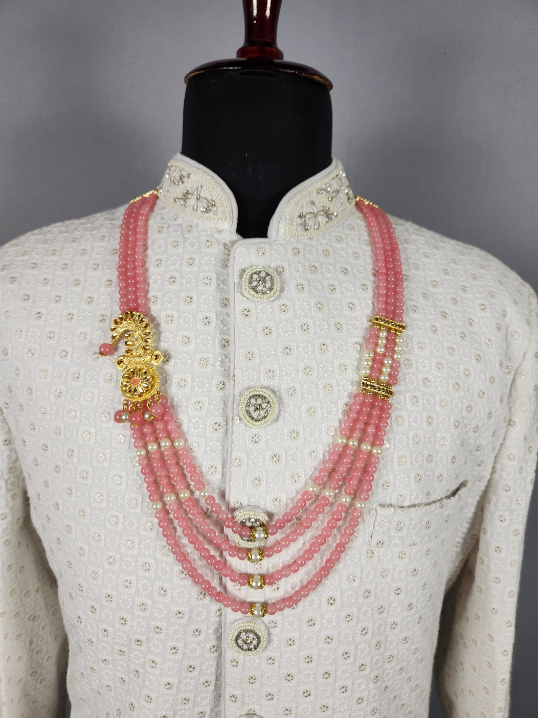 Pink Necklace Groom Wedding Mala For Sherwani
