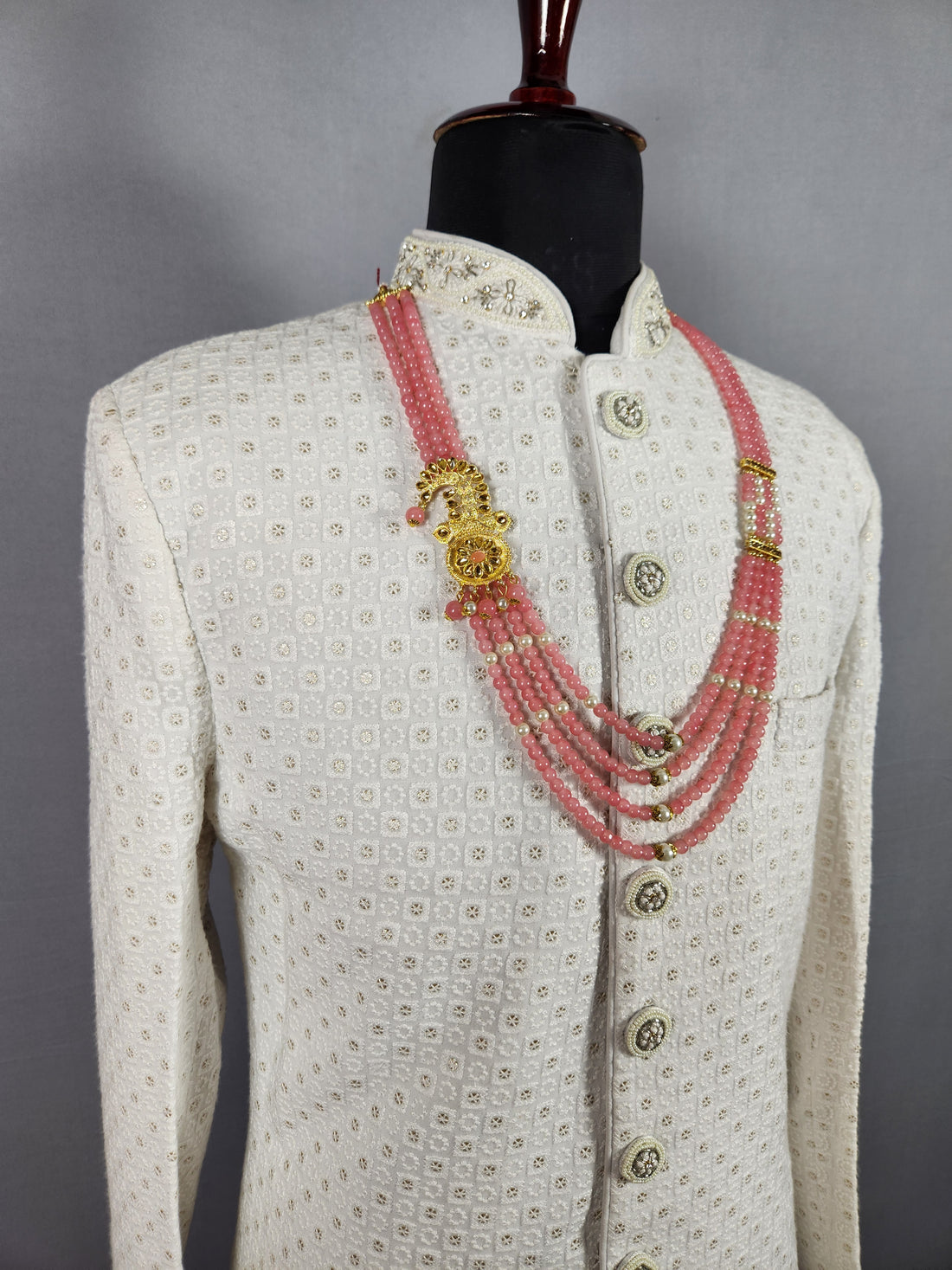 Pink Necklace Groom Wedding Mala For Sherwani
