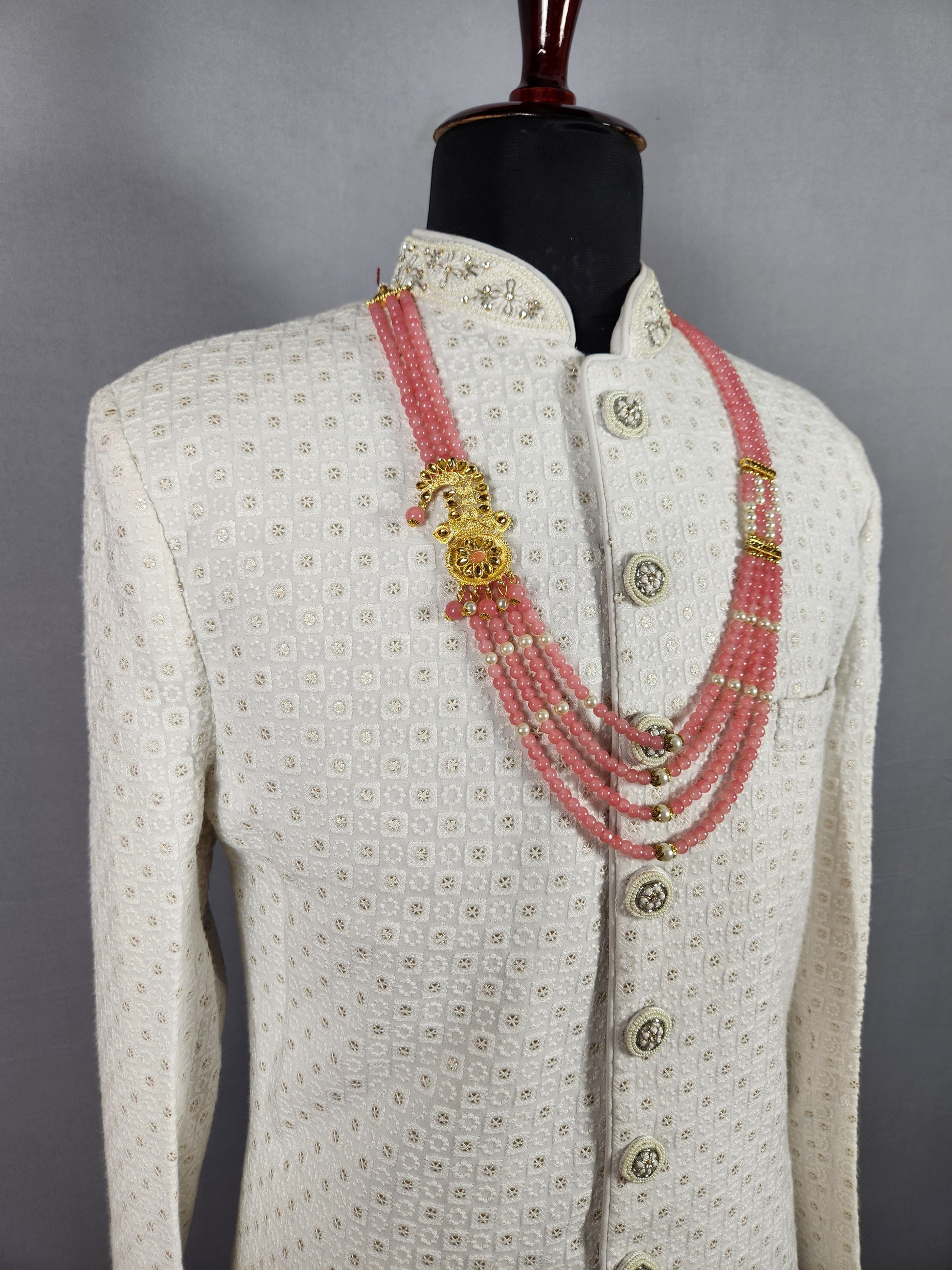Pink Necklace Groom Wedding Mala For Sherwani