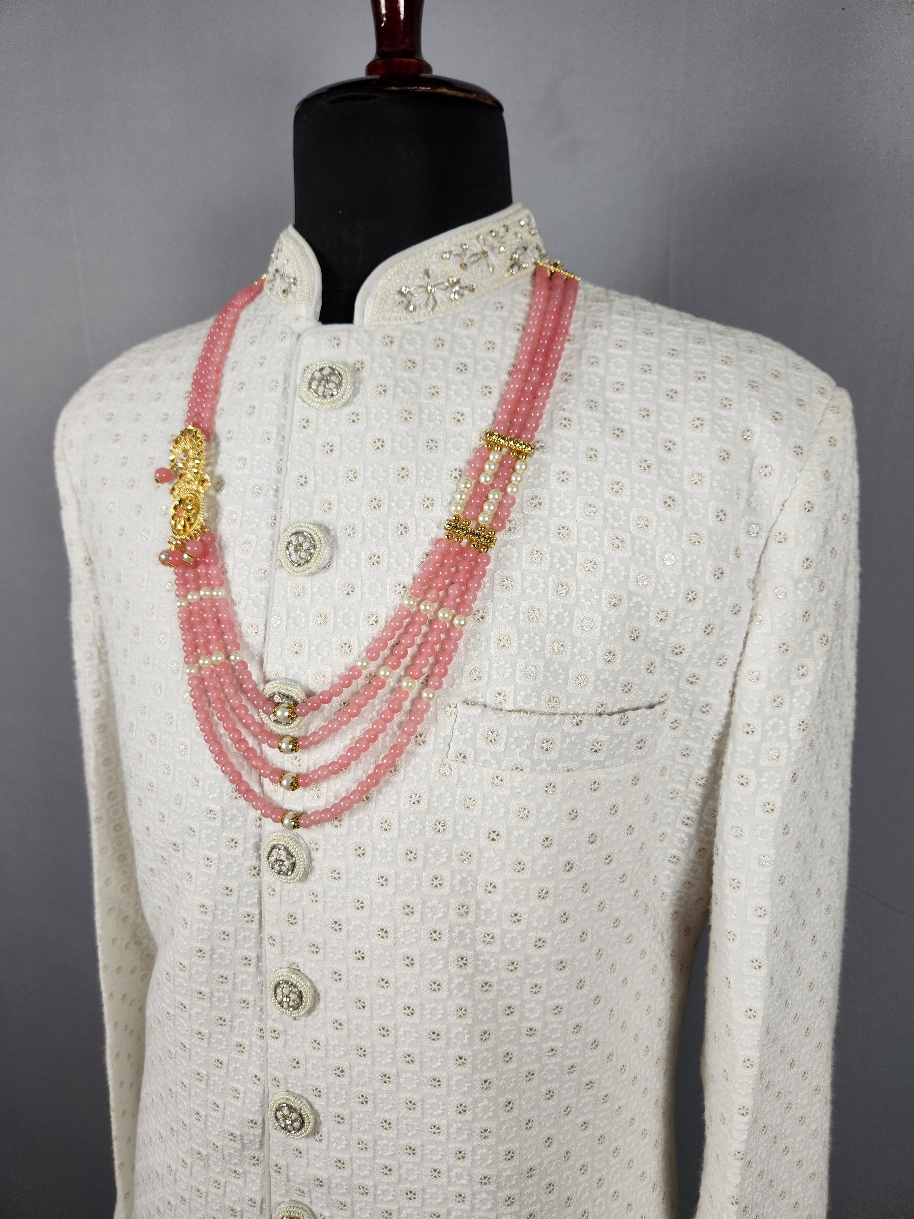 Pink Necklace Groom Wedding Mala For Sherwani