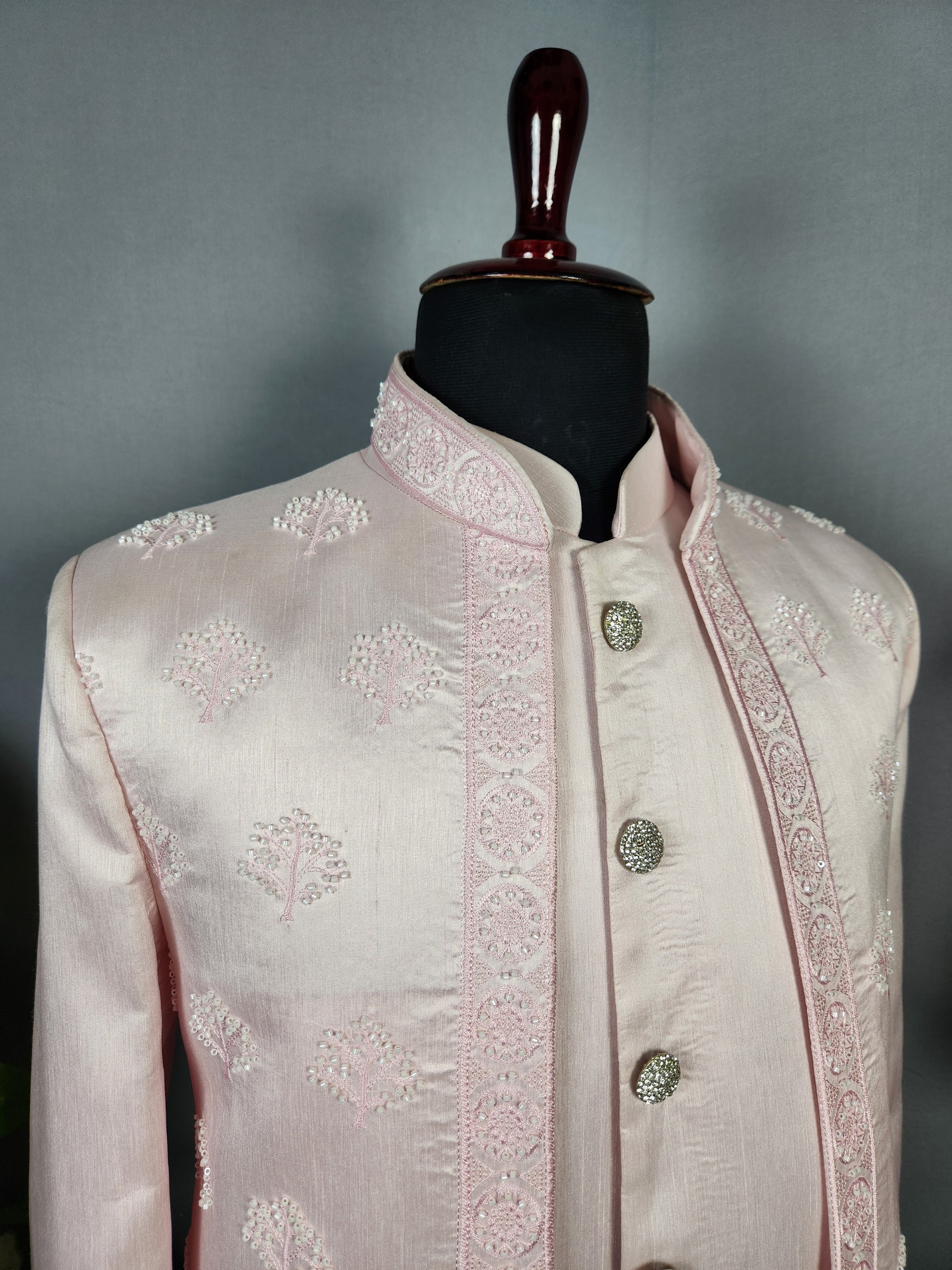 Baby Pink Indo-Western Sherwani for Men