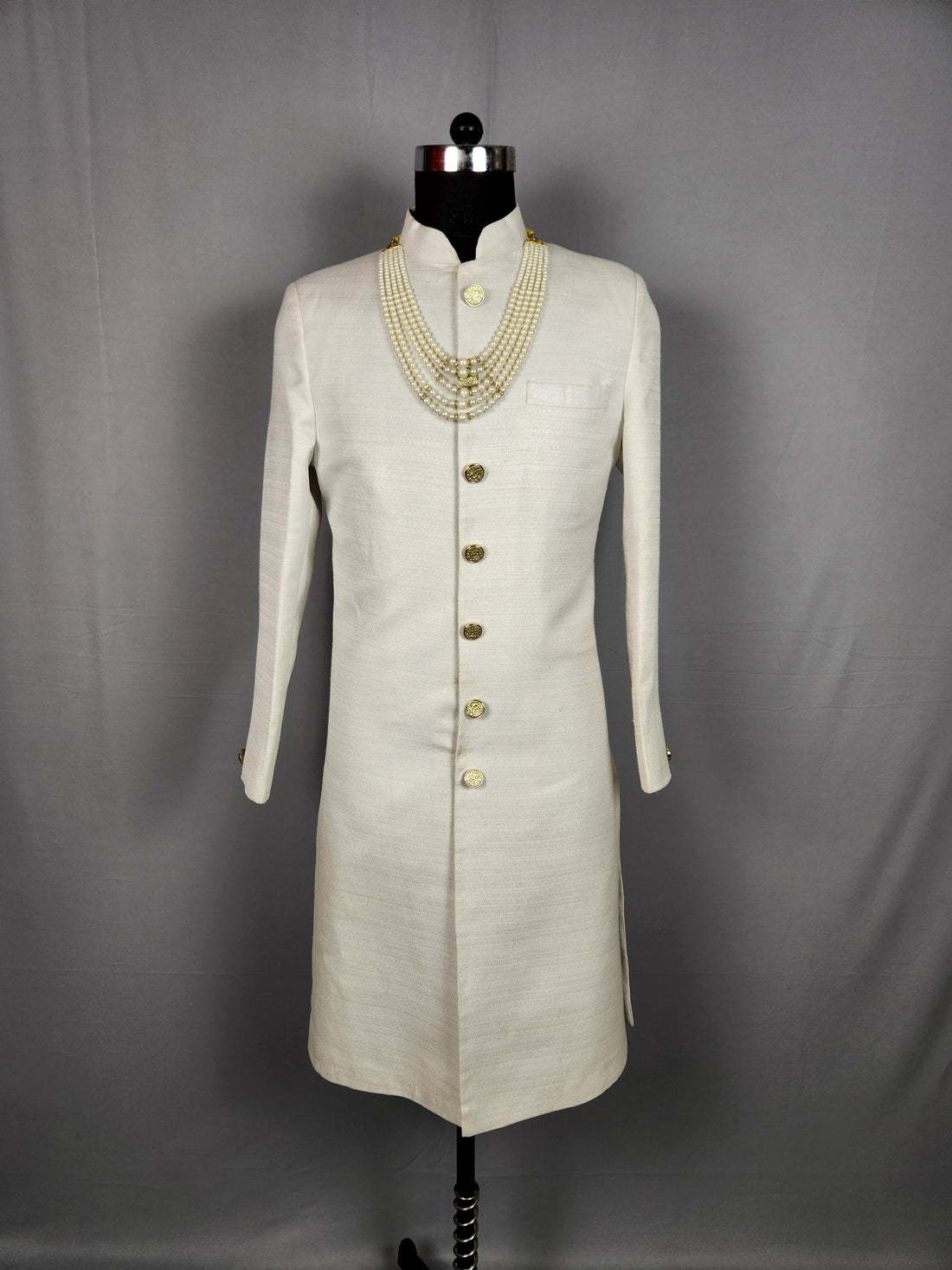 White Wedding Groom Sherwani as Plain White Achkan