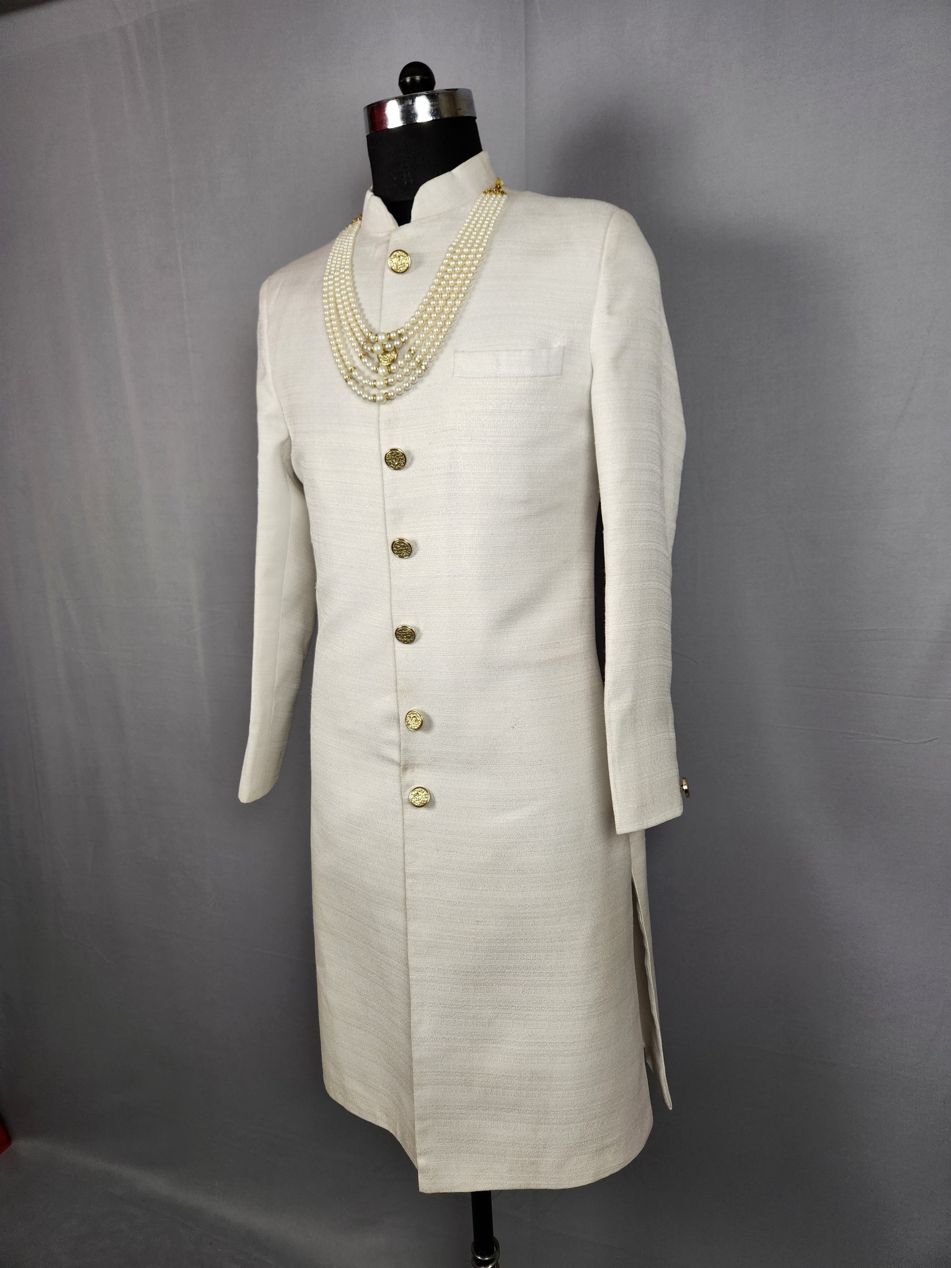 White Wedding Groom Sherwani as Plain White Achkan