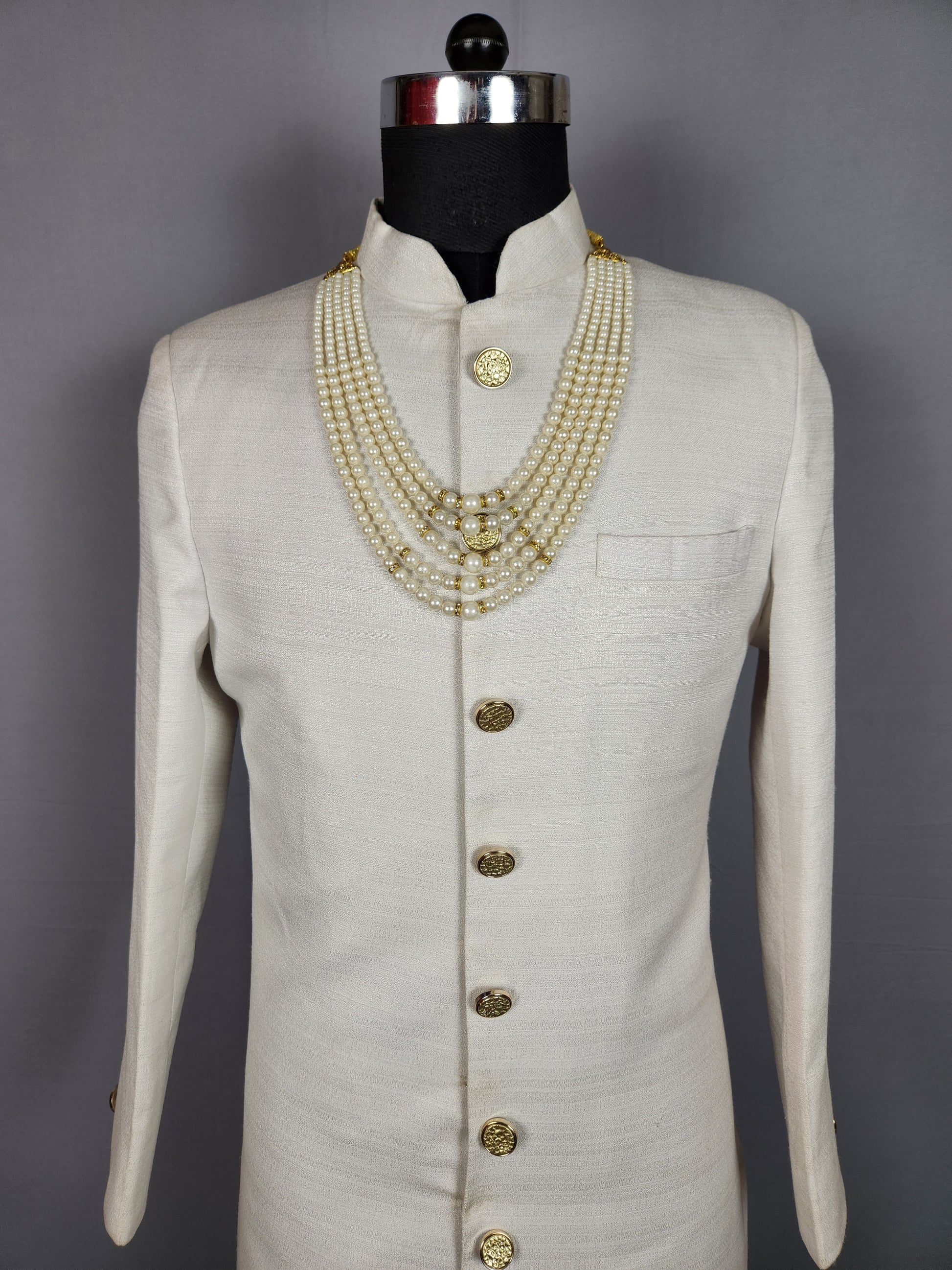 White Wedding Groom Sherwani as Plain White Achkan