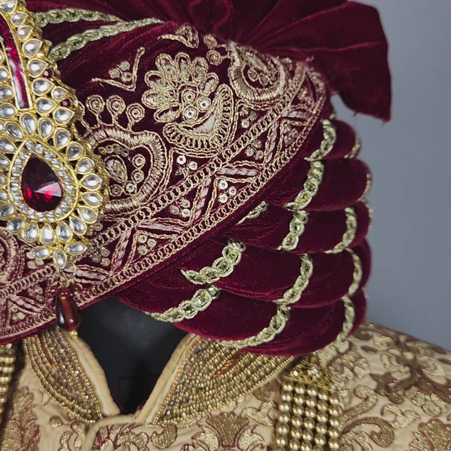 Golden Sherwani for Groom  -   Indian Wedding Outfit for Men