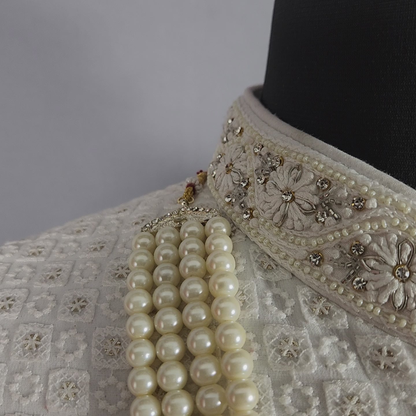 White Pearl Necklace Groom Wedding Sherwani