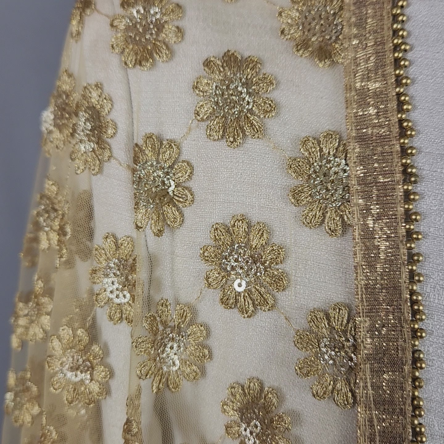 Golden Groom Shawl on  Net Fabric