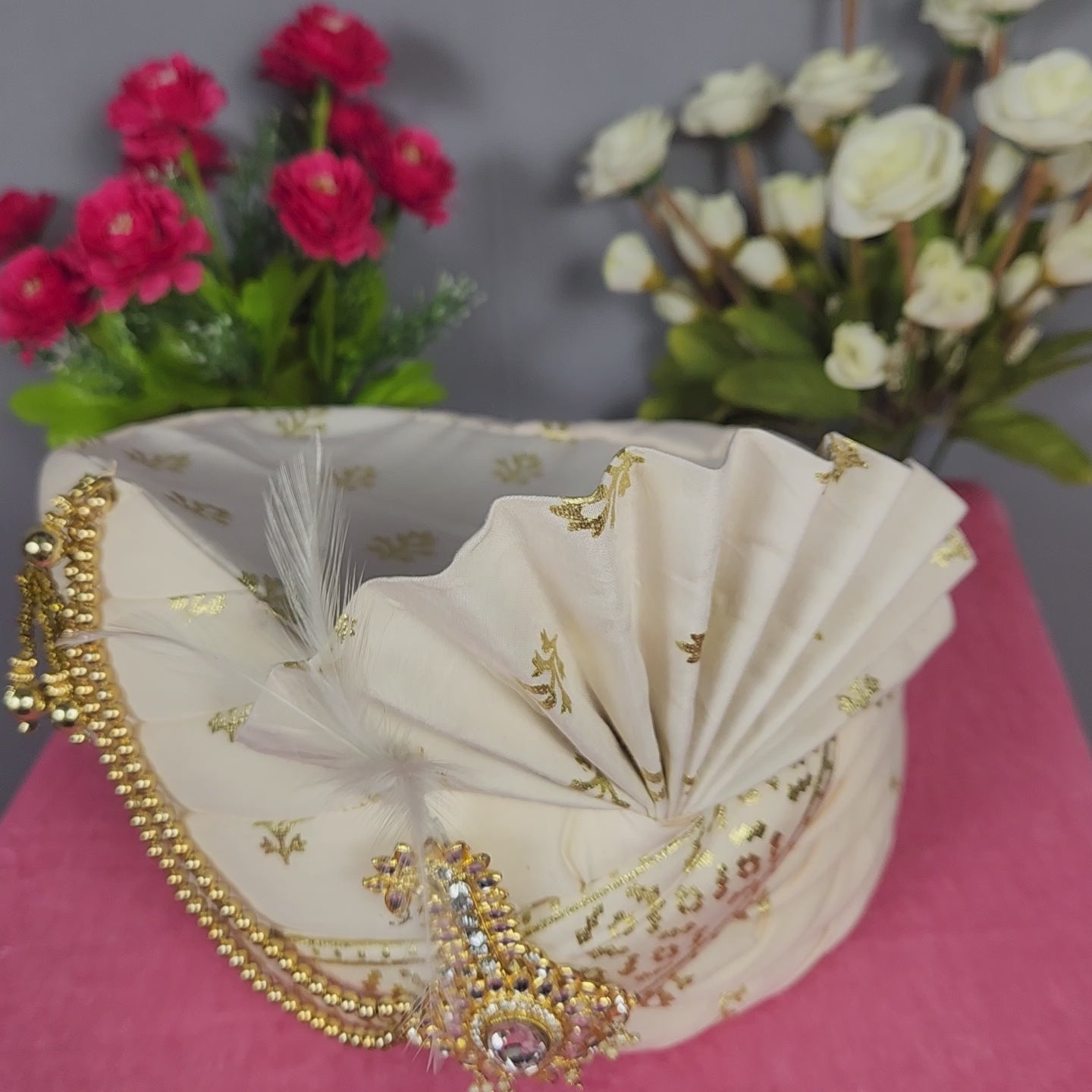 Cream Ivory Groom Turban Safa