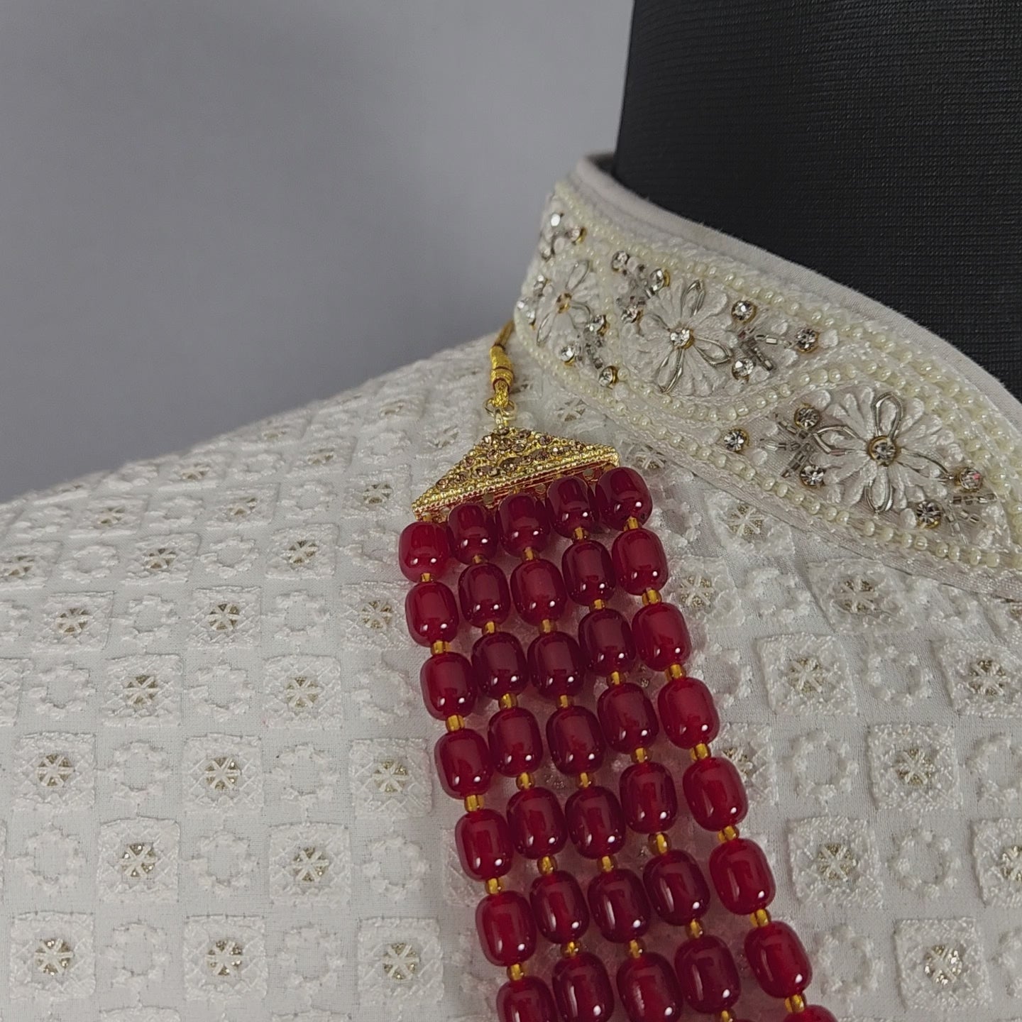 Ruby Red Necklace for Groom