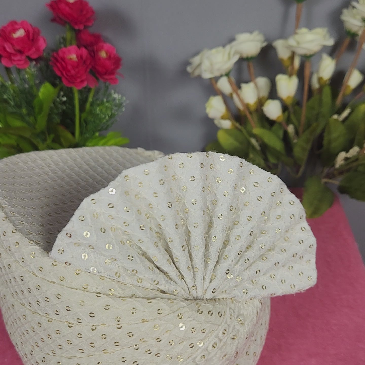 White Groom Turban With Chikankari Work