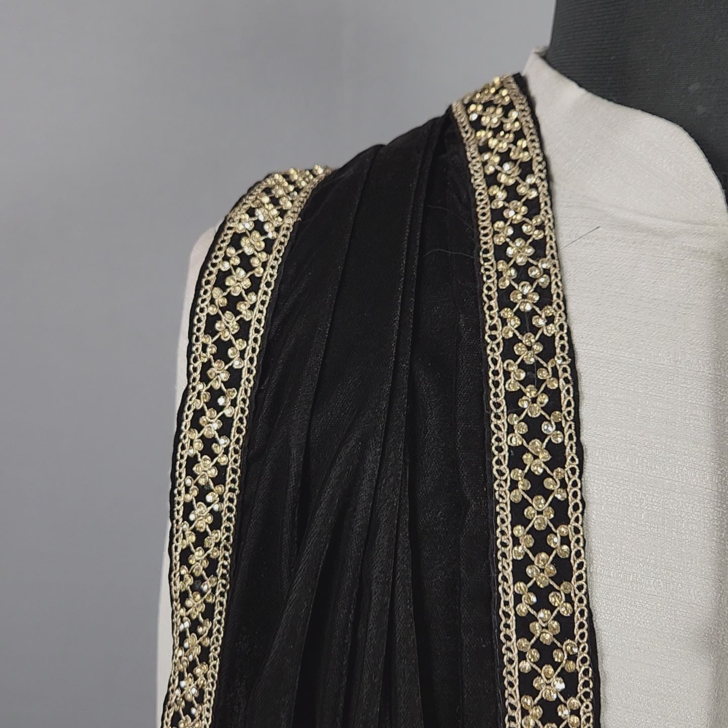 Black Shawl Groom with Zarkan Border Work