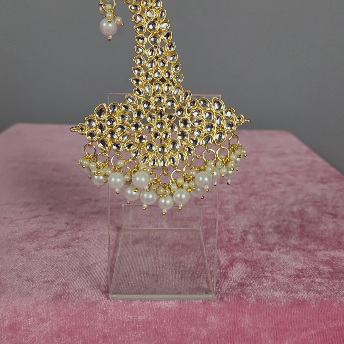 GROOM TURBAN BROOCH WITH WHITE KUNDAN STONES PEACOCK SHAPE