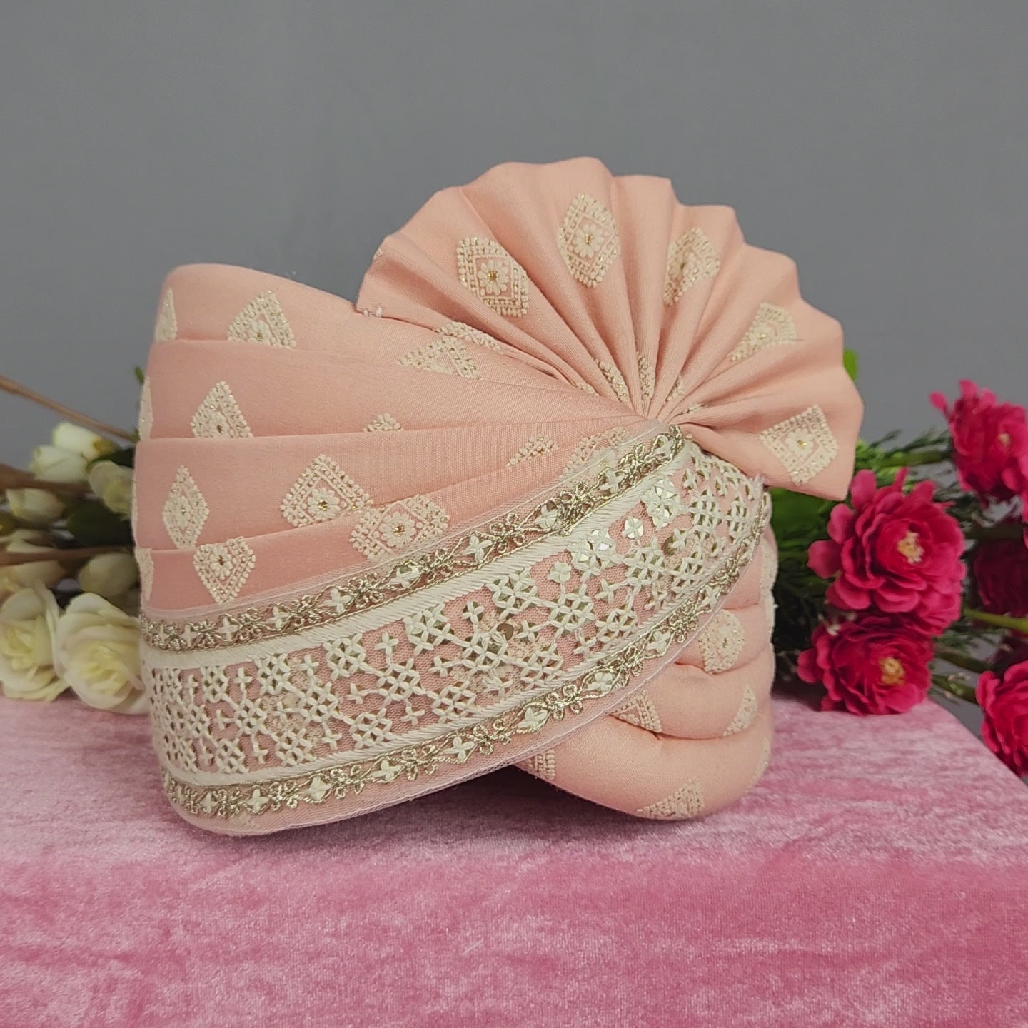 Peach Groom Turban