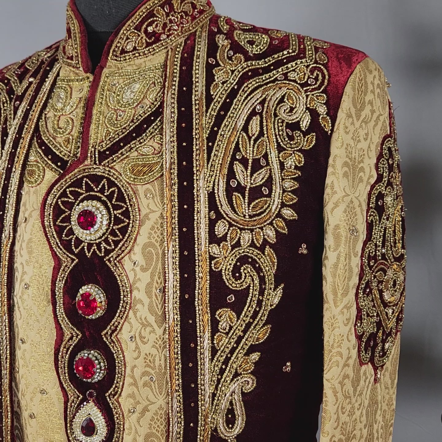 Golden Wedding Groom Sherwani - Maharaja Style | Sherwani For Men