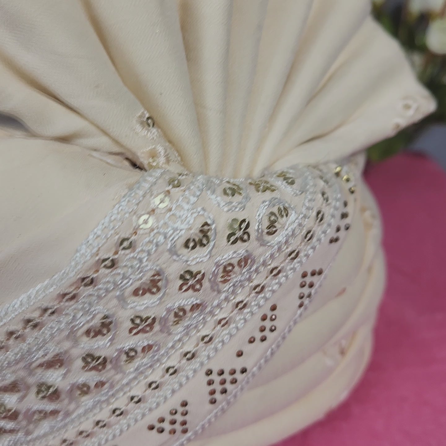 Beige Groom Turban For Sherwani