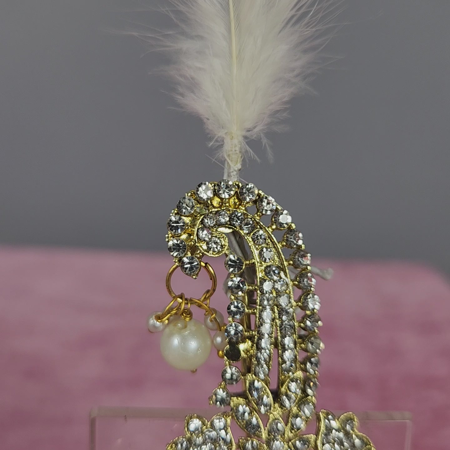 GROOM TURBAN BROOCH WITH WHITE KUNDAN STONES BROAD SIZE