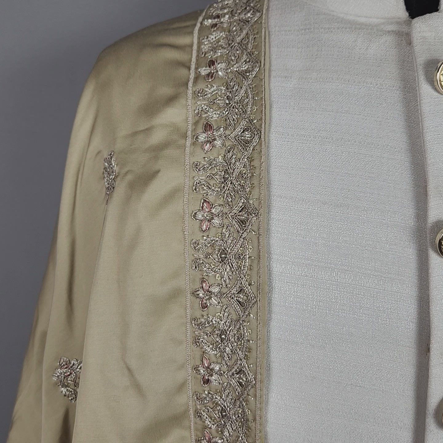 Copper Gold Groom Stole - Copper Gold Embroidered Wedding Shawl