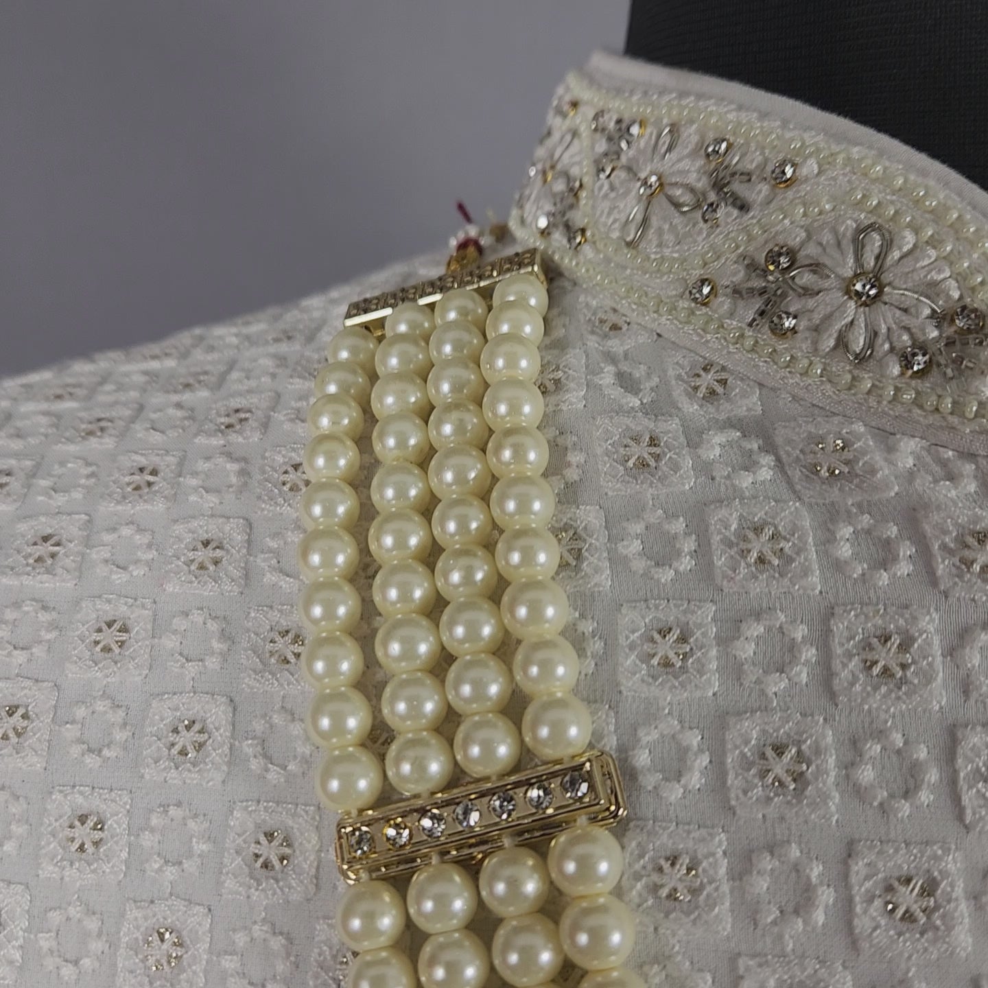 Cream Wedding Necklace  Wedding Mala For Sherwani