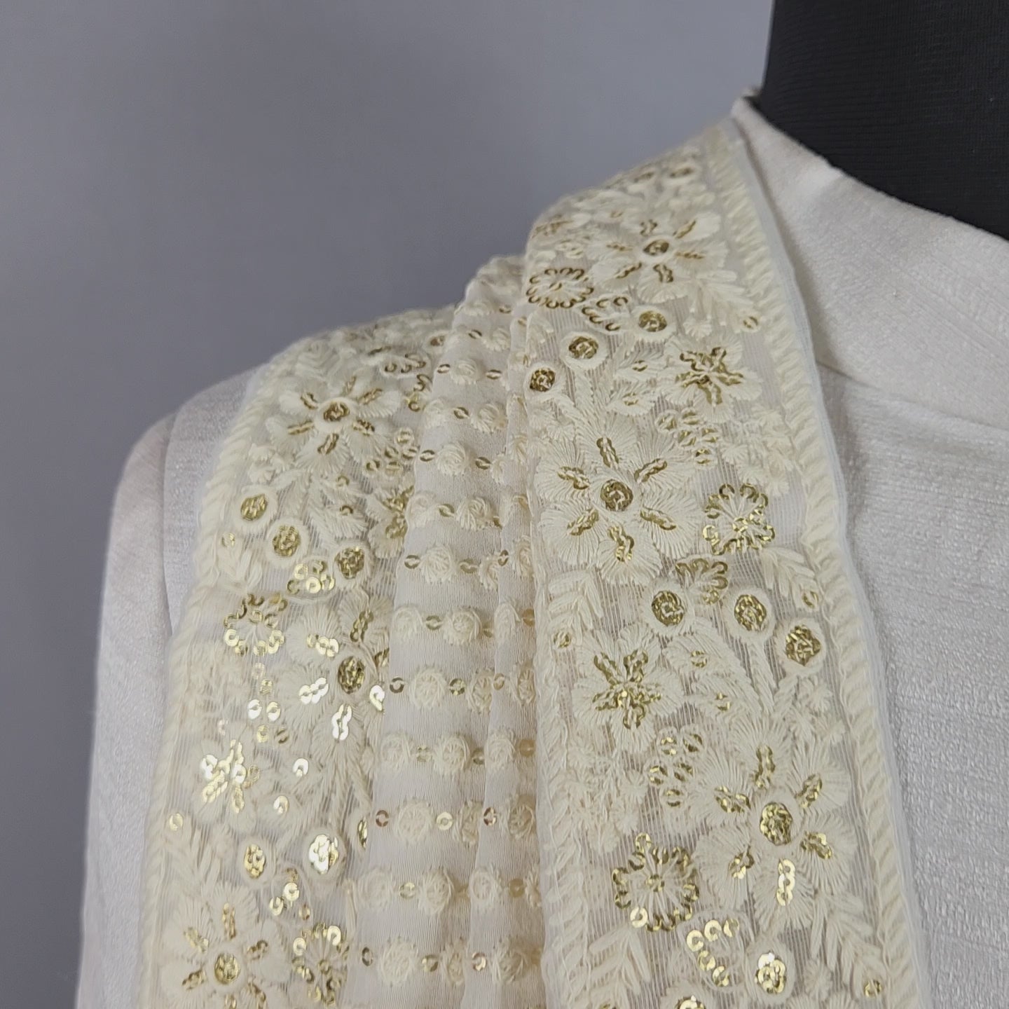 White Groom  Shawl - White Chikankari Wedding Shawl