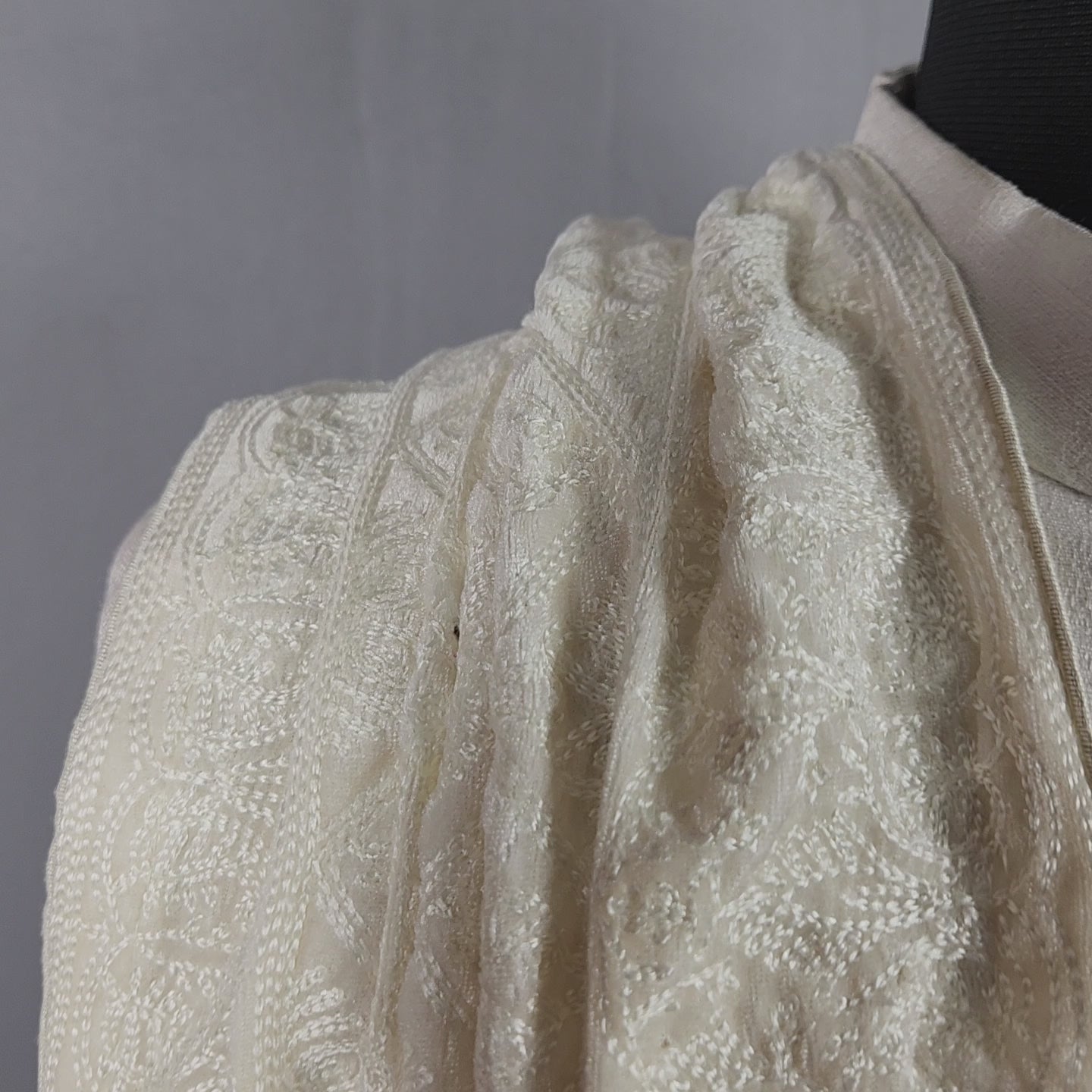 Off White Groom Shawl - A Thread Work Shawl