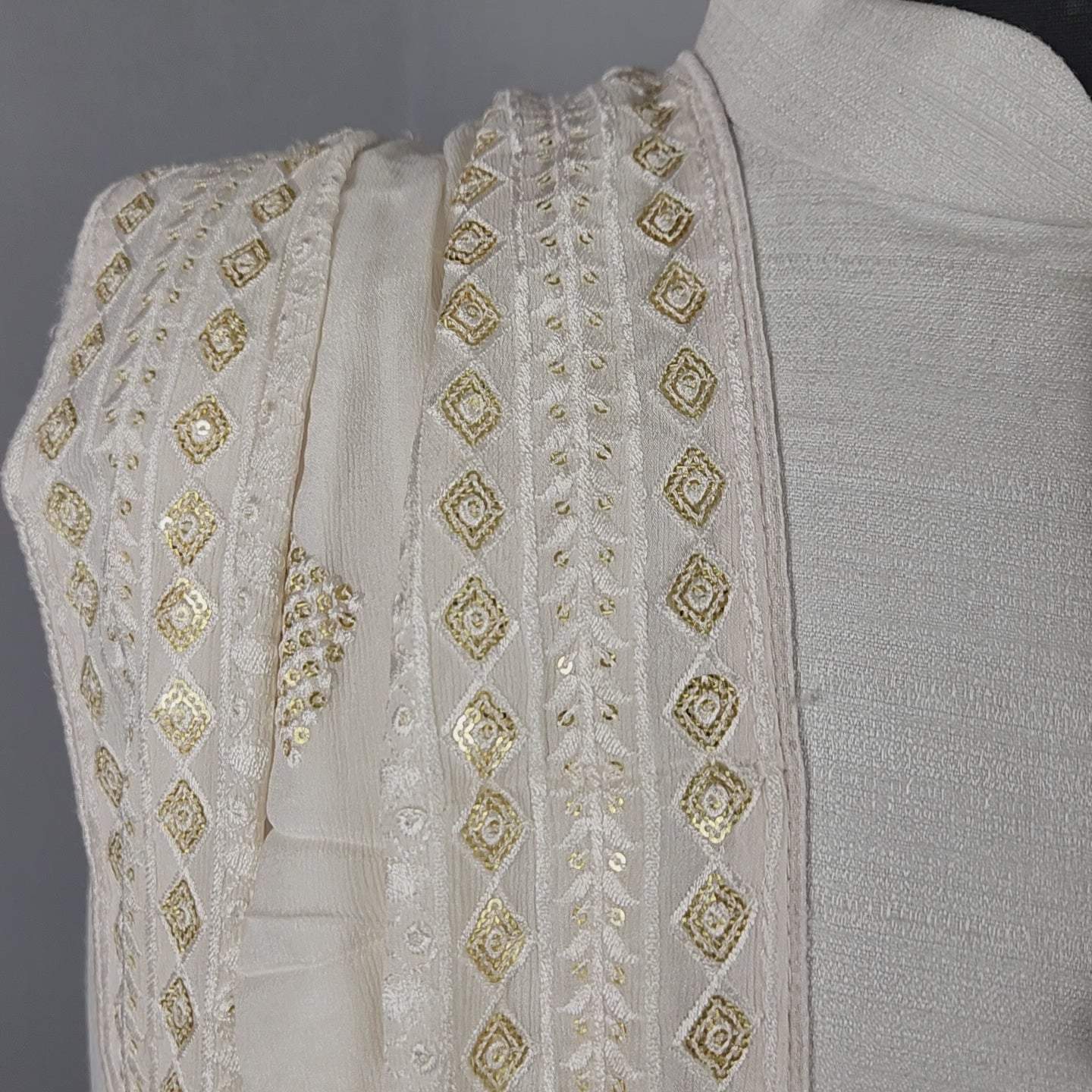 White Groom Stole - Gold Sequin | Shawl For Men