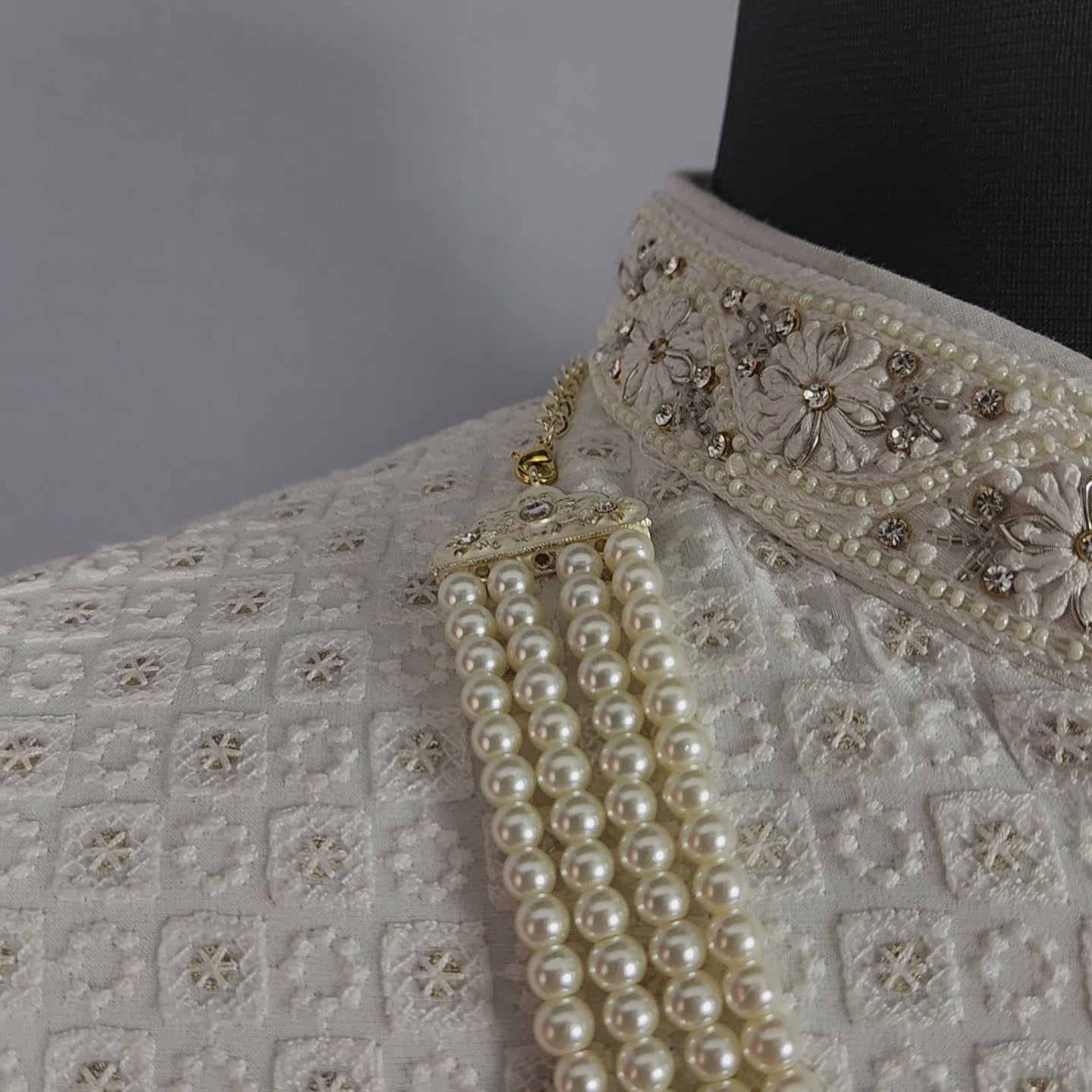 White Pearl Necklace Groom