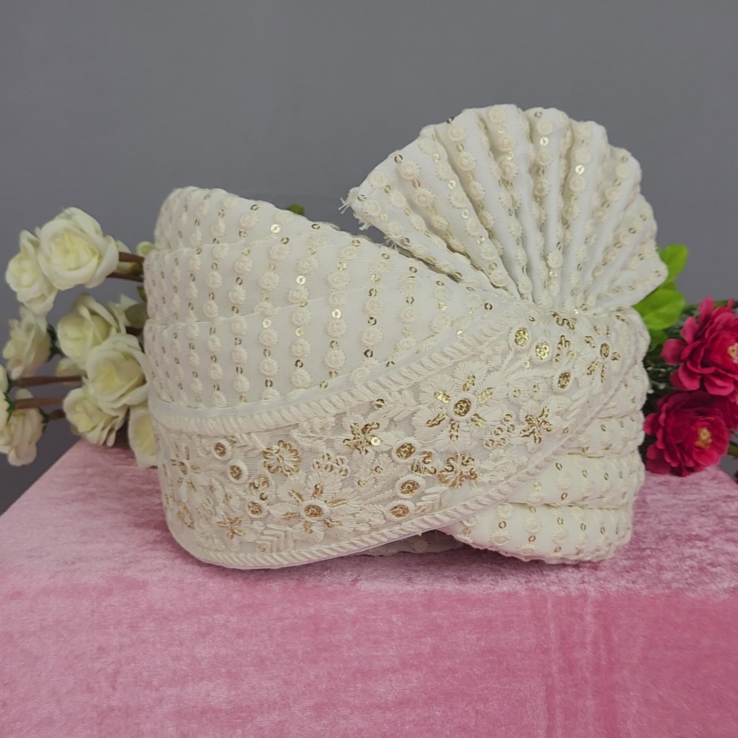 White Groom Turban Shawl Set |  Dupatta Safa Set For Men