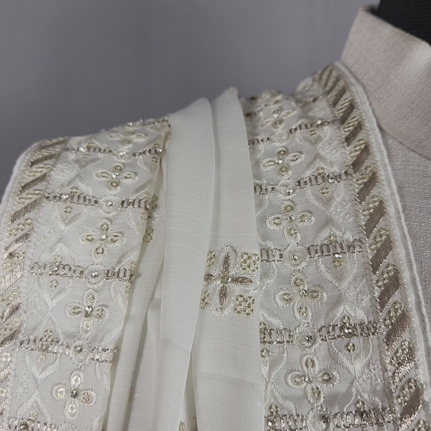 White Shawl Groom - A Silky Touch White Stole