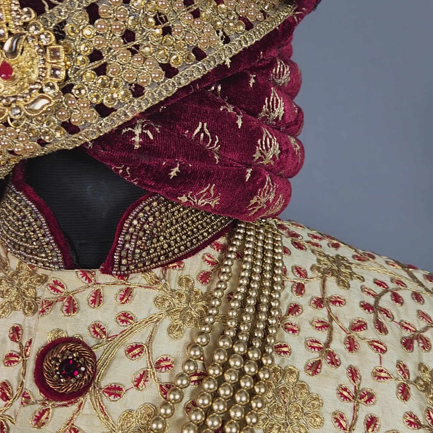 Golden Sherwani for Groom  -   Indian Wedding Outfit for Men