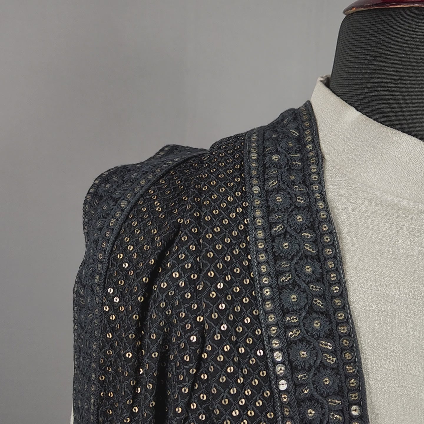 Black Shawl Groom - A Gold Sequin Black Stole