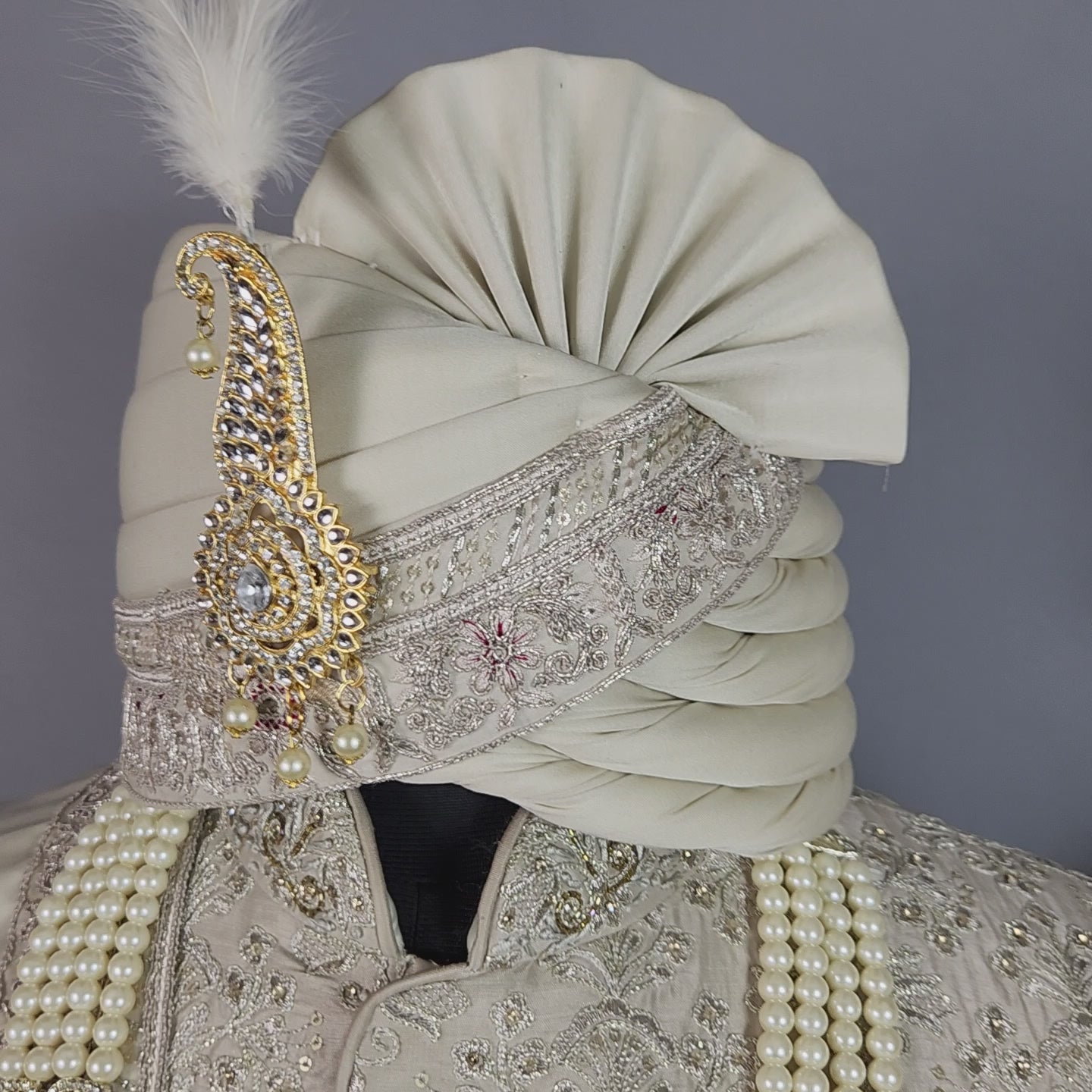 Light Golden Sherwani for Groom  -   Indian Wedding Outfit for Men