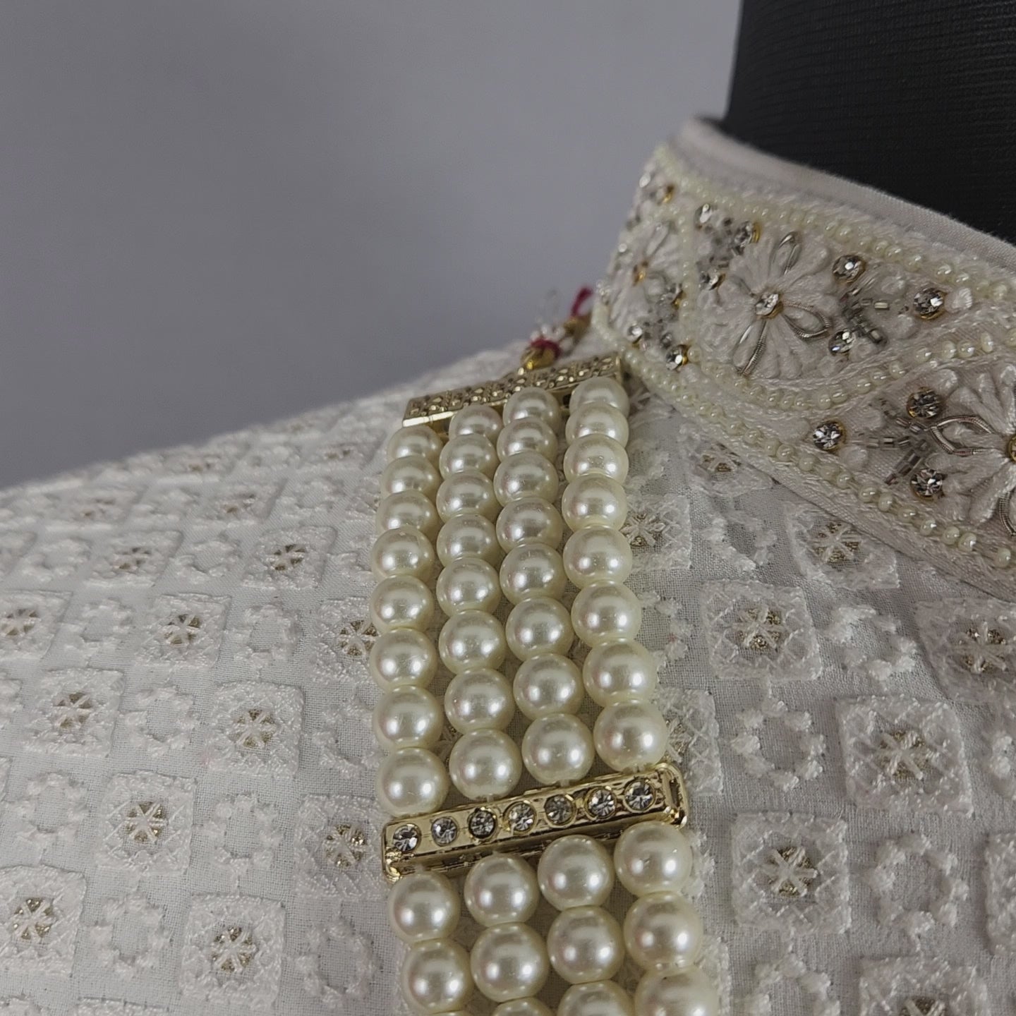 White Pearl Necklace For Groom