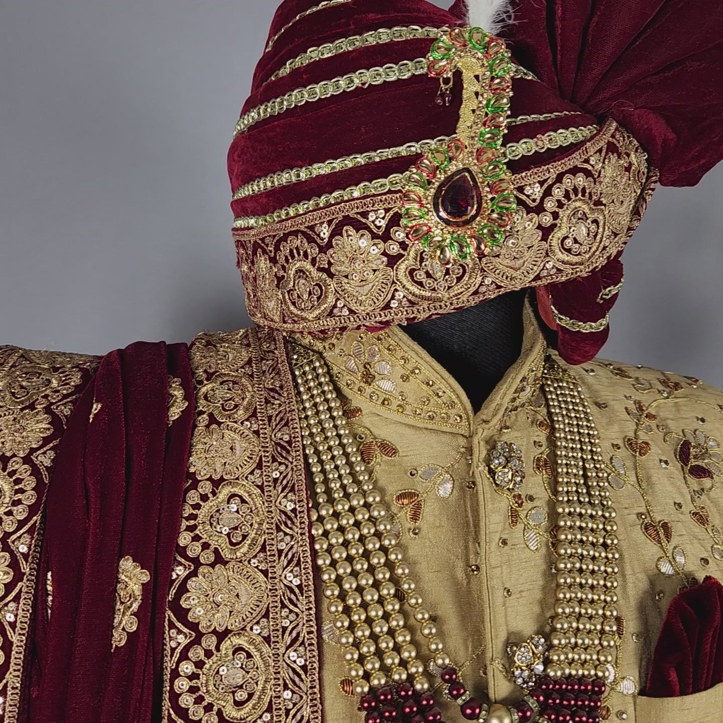 Golden Wedding Groom Sherwani With Traditional Zardozi Work