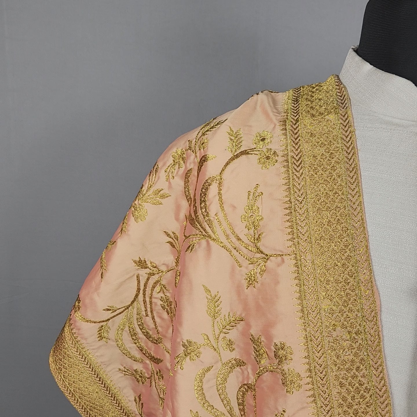 Peach Groom Stole - Zari Embroidery | Shawl For Men