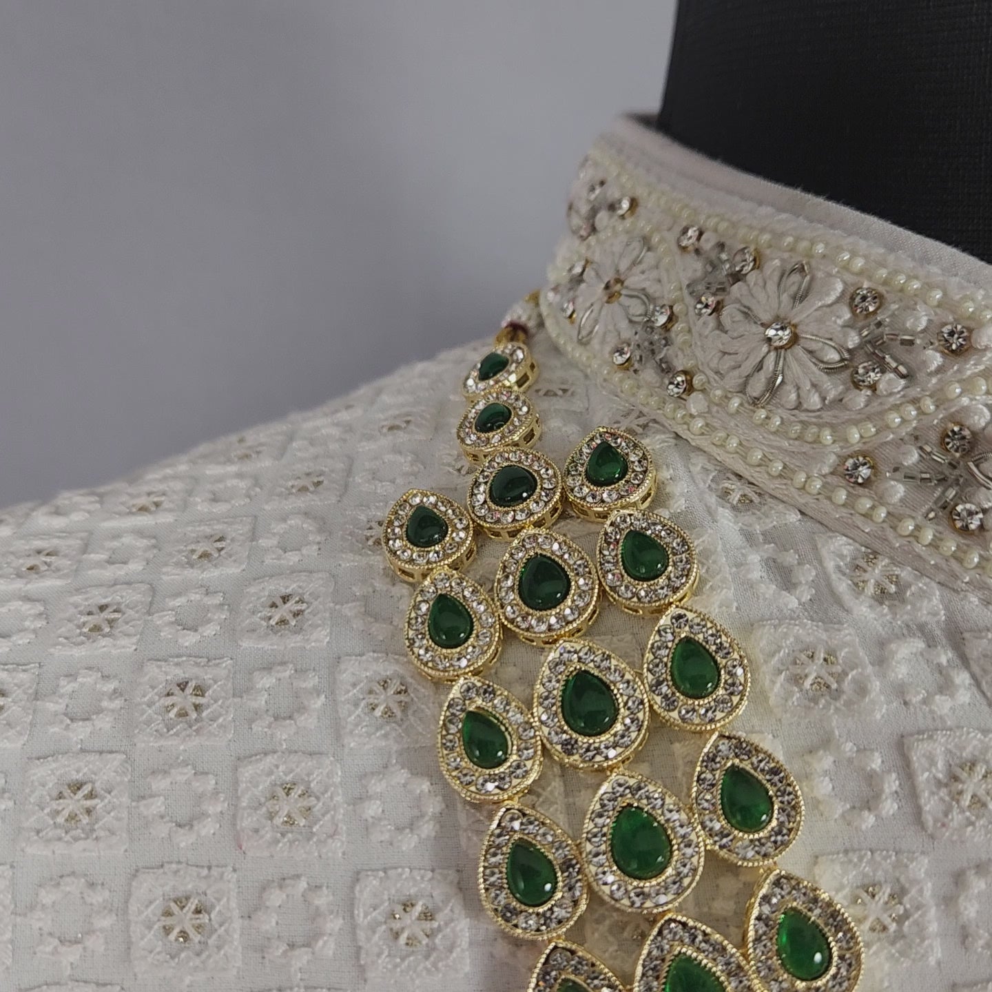 Diamond Emerald Necklace For Groom