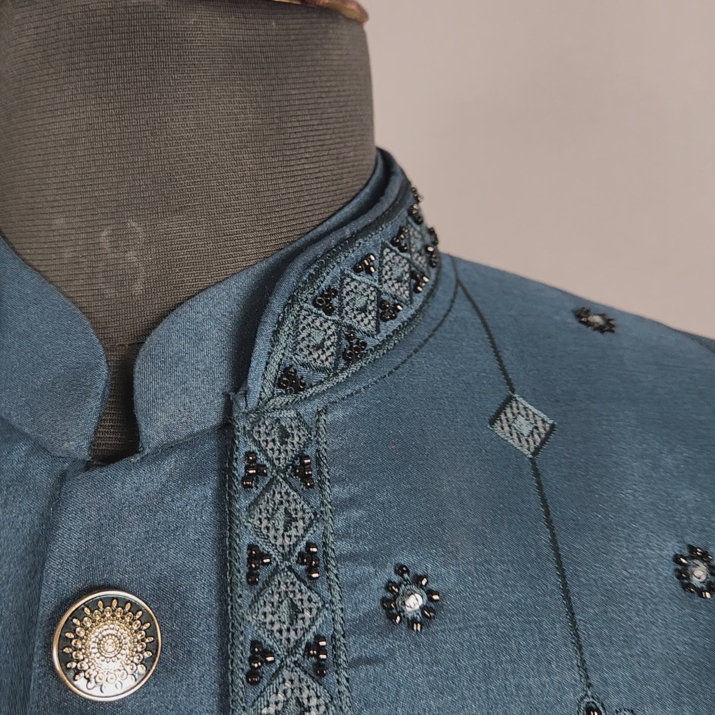 Blue Indo-Western Sherwani for Groom -  Indian Wedding Outfit for Men